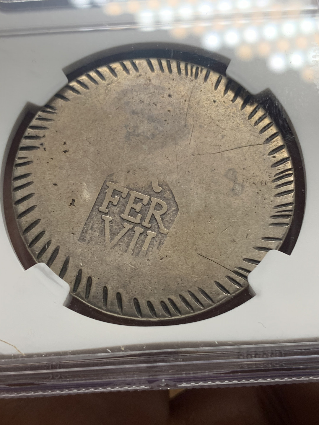 《竞宝斋》钱币微拍-第26场 元旦特刊（全场顺丰包邮） NGC-VF30 西班牙 1808年 赫罗纳围城币 1DURO 大银币 原味好品 围城币相当于国内的军阀币很难出分