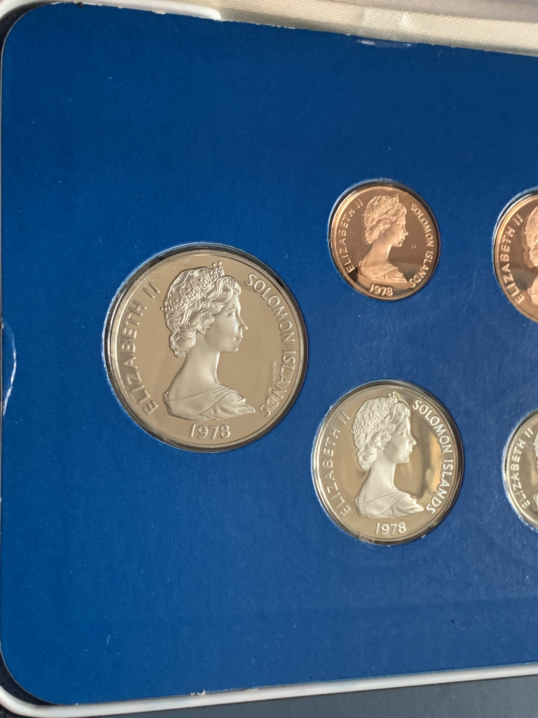 《竞宝斋》钱币微拍-第26场 元旦特刊（全场顺丰包邮） 原盒证书 所罗门1978年 7枚套精制币 5元面值是925大银 富兰克林造币厂 发型量5122套 少见