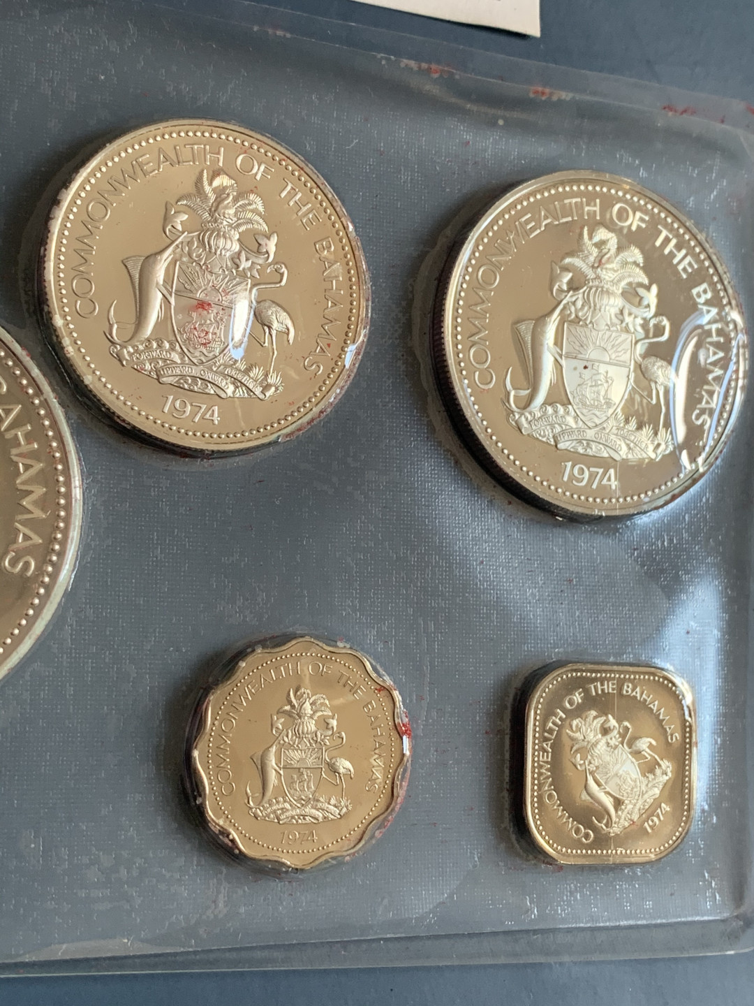 《竞宝斋》钱币微拍-第26场 元旦特刊（全场顺丰包邮） 原盒证书 巴哈马1974年 9枚套精制币 50分/1元/2元/5元都是银币 富兰克林造币厂