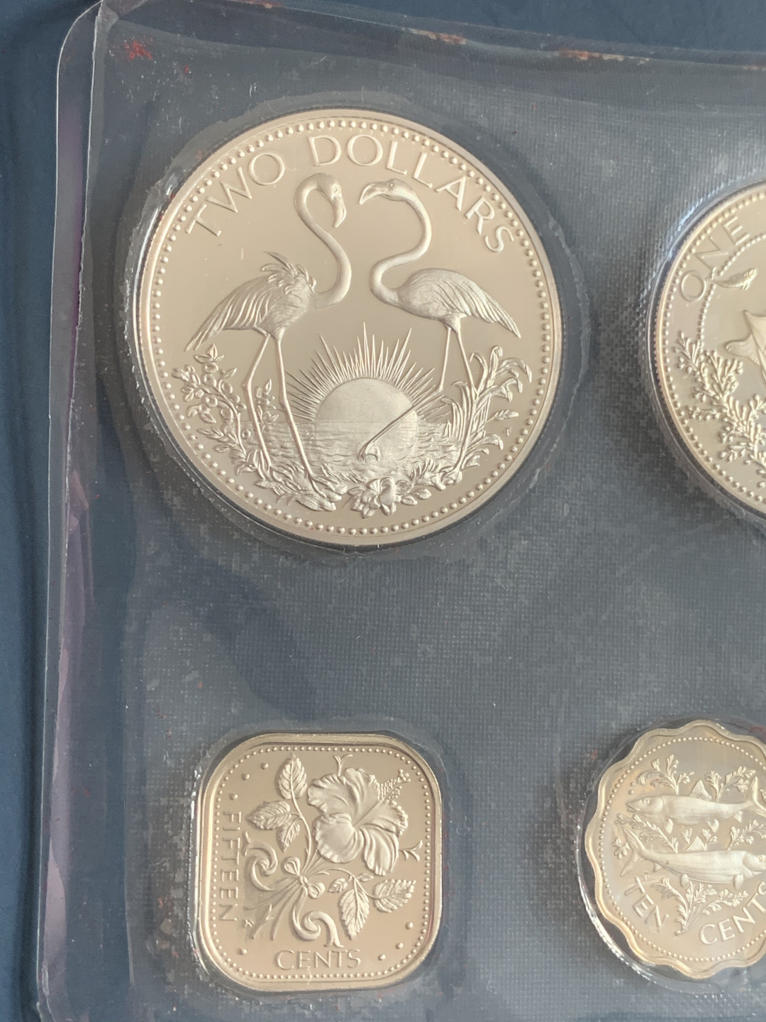 《竞宝斋》钱币微拍-第26场 元旦特刊（全场顺丰包邮） 原盒证书 巴哈马1974年 9枚套精制币 50分/1元/2元/5元都是银币 富兰克林造币厂