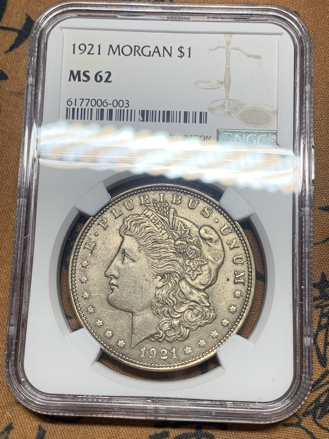 《竞宝斋》钱币微拍-第26场 元旦特刊（全场顺丰包邮） NGC-MS62 美国 1921年 摩根1元 大银币 原光好品