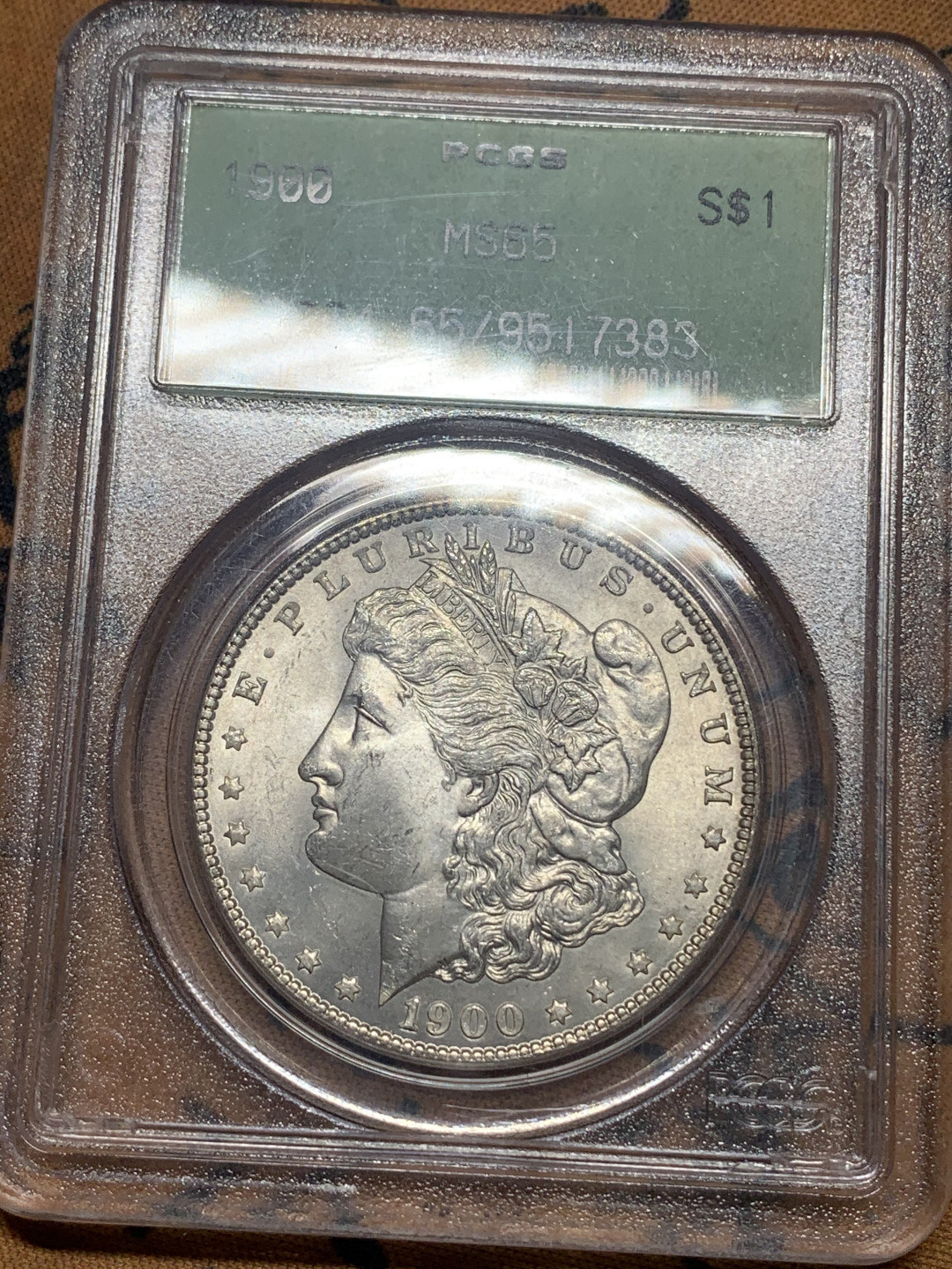 《竞宝斋》钱币微拍-第26场 元旦特刊（全场顺丰包邮） PCGS-MS65 美国 1900年 摩根银元 难得老绿盒