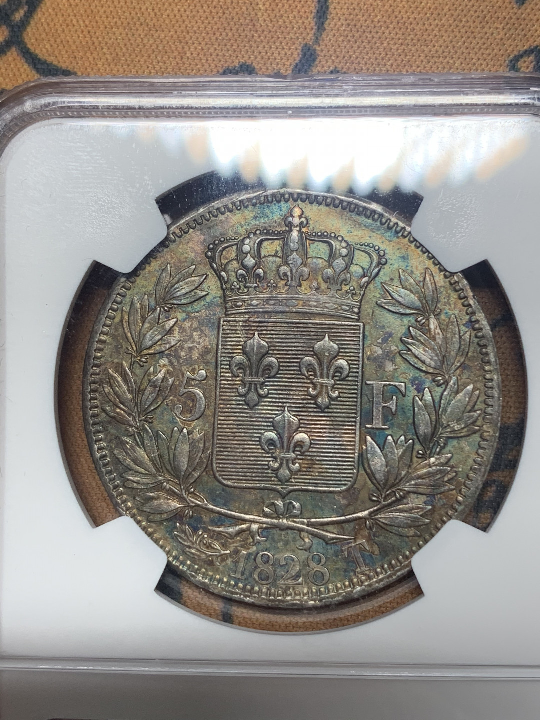 《竞宝斋》钱币微拍-第26场 元旦特刊（全场顺丰包邮） 1828年法国查理十世5法郎，NGC评级UNCD  热门潜力品种
