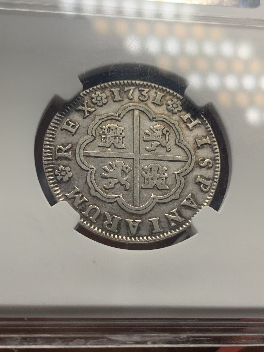 《竞宝斋》钱币微拍-第26场 元旦特刊（全场顺丰包邮） NNC 评级 XF45 少见 西班牙 1731年 菲利普五世 塞尔维亚厂 2R 银币