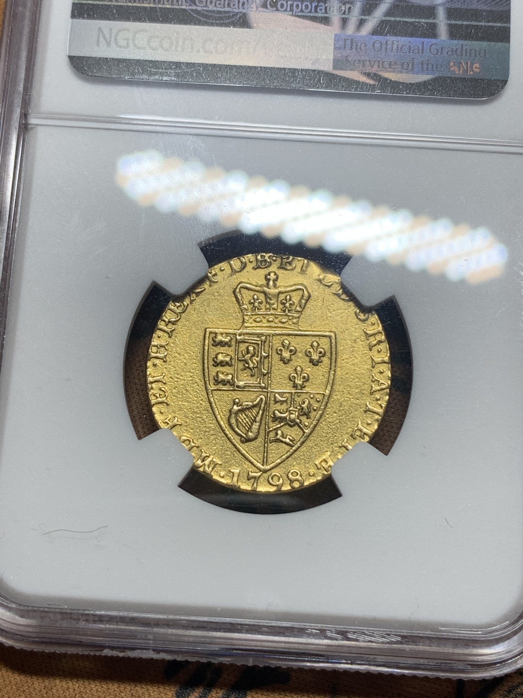 《竞宝斋》钱币微拍-第26场 元旦特刊（全场顺丰包邮） NGC-VF 英国 1798年 乔治三世 1几内亚 金币 非常少见的品相 想想英国币都涨成什么样子了