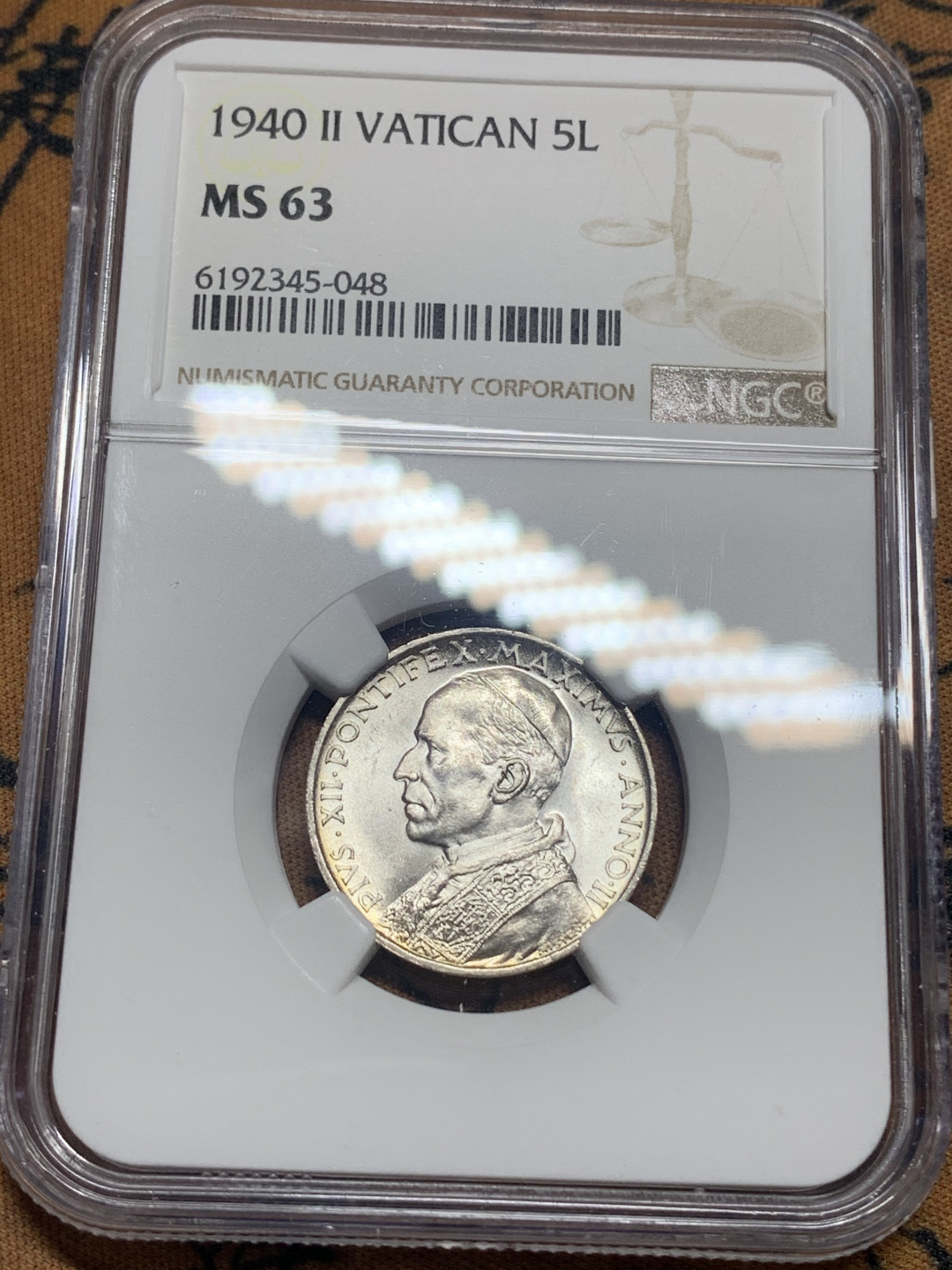 《竞宝斋》钱币微拍-第26场 元旦特刊（全场顺丰包邮） NGC MS63 梵蒂冈小船1940年 5里拉银币