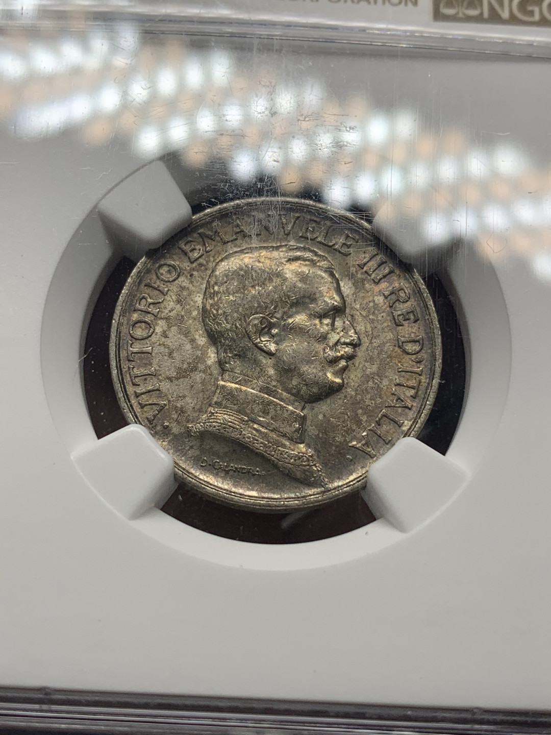 《竞宝斋》钱币微拍-第26场 元旦特刊（全场顺丰包邮） NGC AU55 原味包浆  意大利1917年1里拉