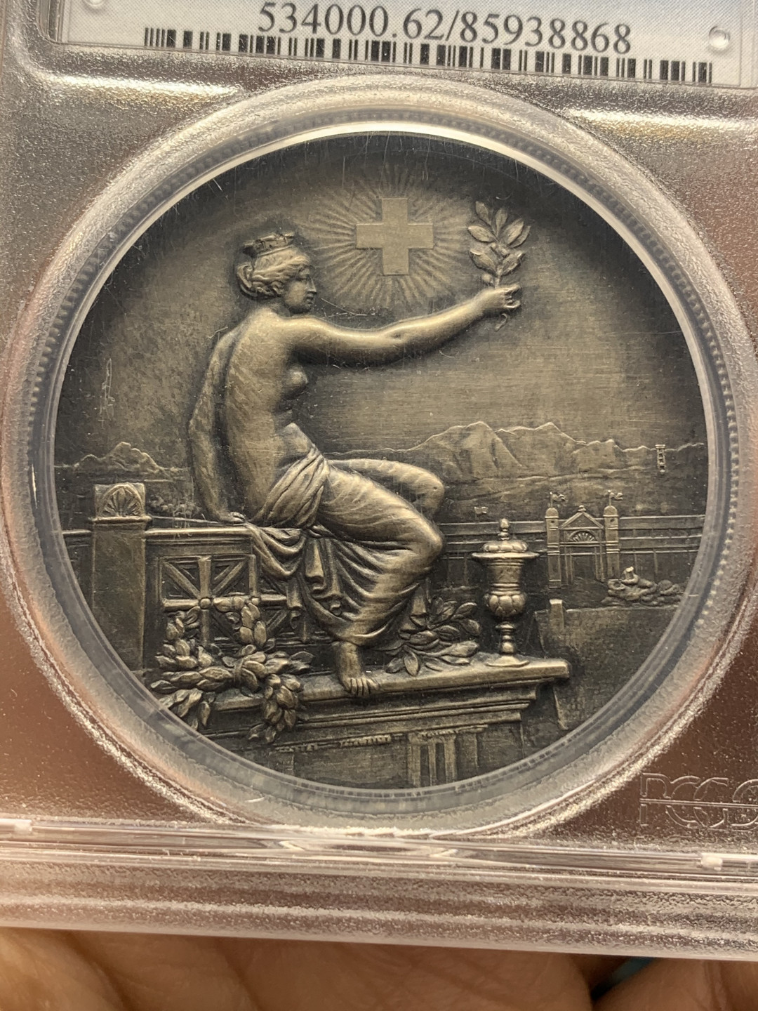 《竞宝斋》钱币微拍-第26场 元旦特刊（全场顺丰包邮） PCGS SP62瑞士1895年 温图尔特 射击节 银章 热门品种 状态一流