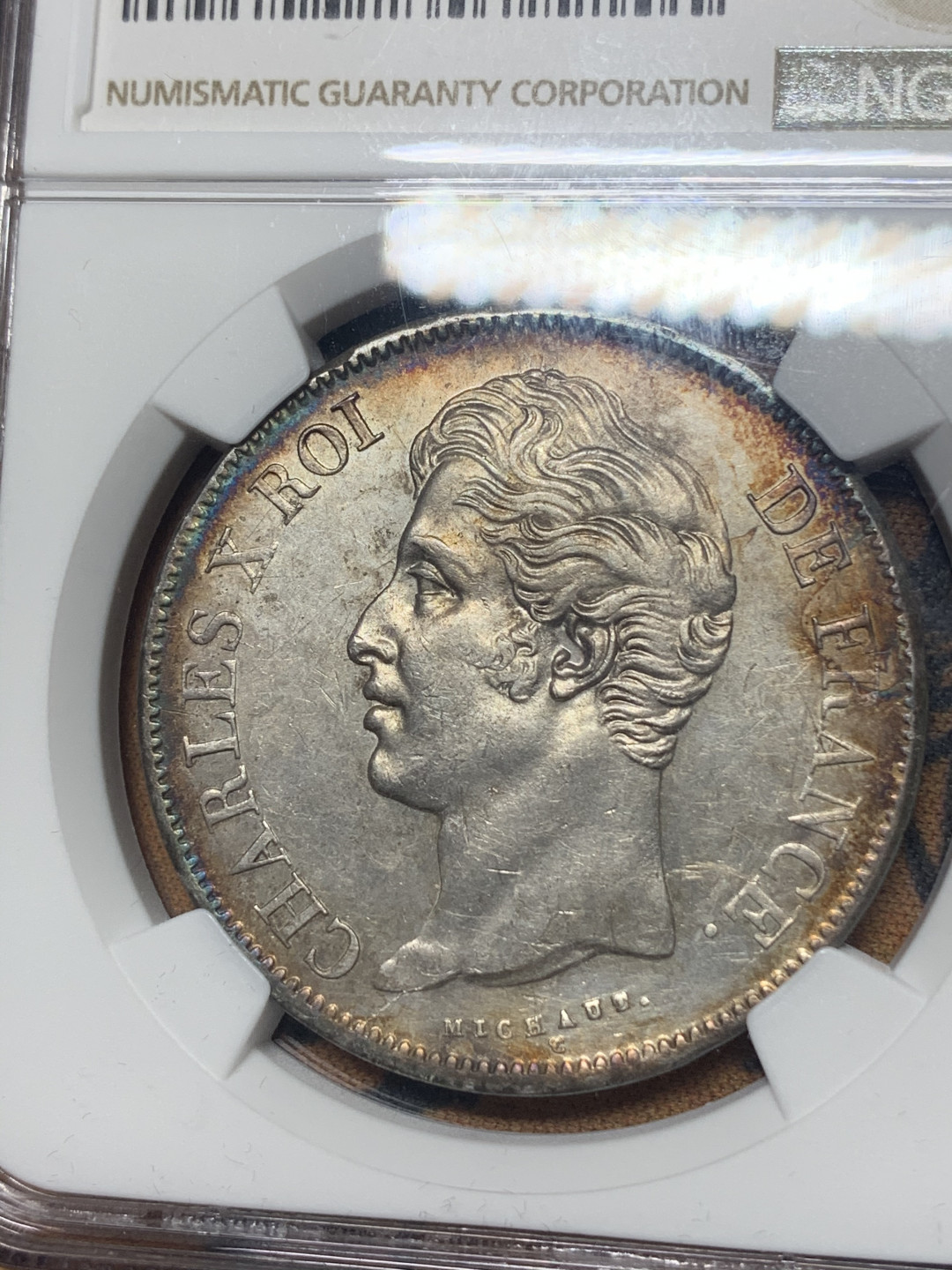 《竞宝斋》钱币微拍-第26场 元旦特刊（全场顺丰包邮） 1828年法国查理十世5法郎，NGC评级UNCD  热门潜力品种