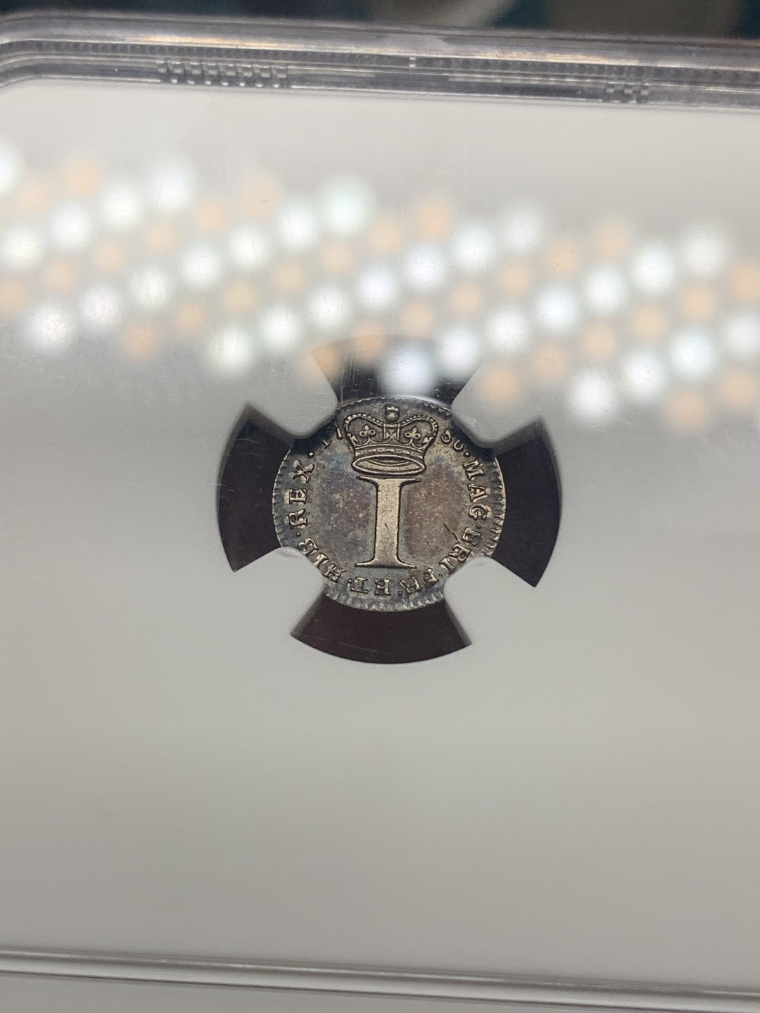 《竞宝斋》钱币微拍-第26场 元旦特刊（全场顺丰包邮） NGC MS61 英国 1786年 乔治三世1便士 濯足节 银币 五彩包浆 历经200多年