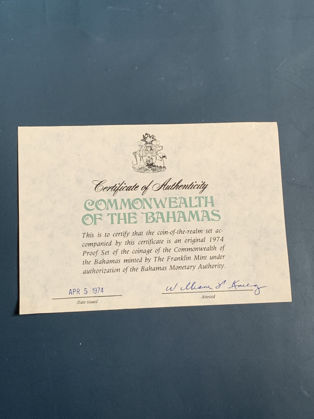 《竞宝斋》钱币微拍-第26场 元旦特刊（全场顺丰包邮） 原盒证书 巴哈马1974年 9枚套精制币 50分/1元/2元/5元都是银币 富兰克林造币厂