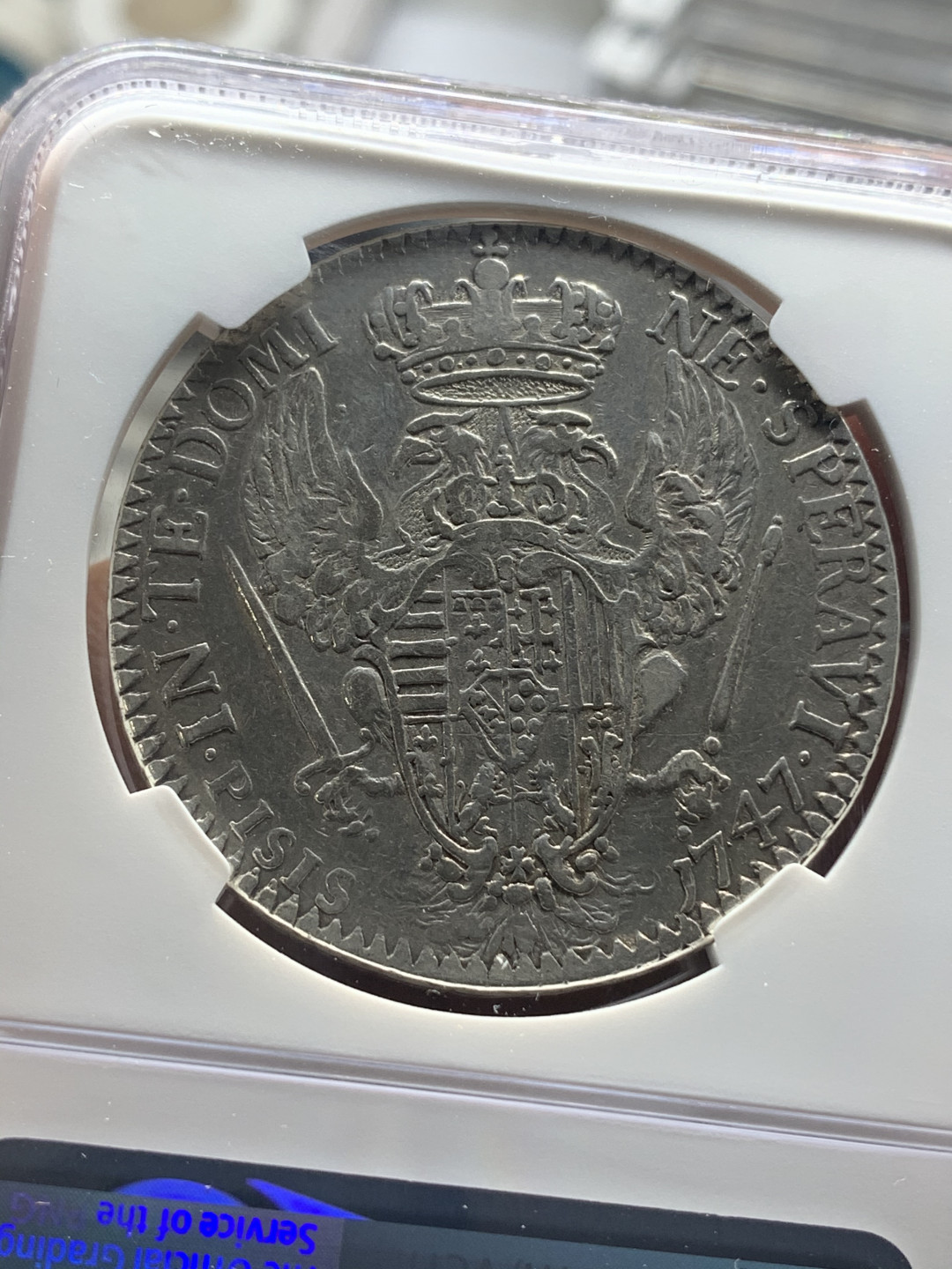 《竞宝斋》钱币微拍-第26场 元旦特刊（全场顺丰包邮） NGC-VF 意大利托斯卡纳 1747年 佛朗茨二世 10宝利 大银币 没什么清洗痕迹 不给分可惜了