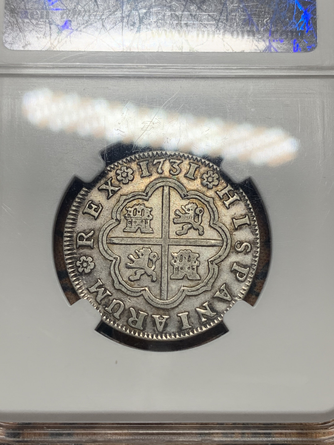 《竞宝斋》钱币微拍-第26场 元旦特刊（全场顺丰包邮） NNC 评级 XF45 少见 西班牙 1731年 菲利普五世 塞尔维亚厂 2R 银币