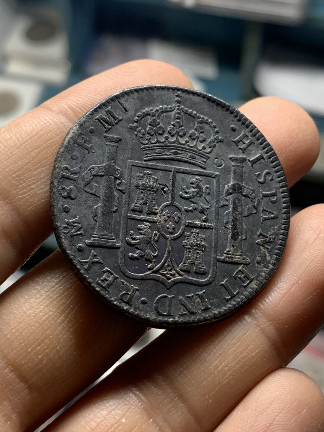 《竞宝斋》钱币微拍-第26场 元旦特刊（全场顺丰包邮） 1784 年 墨西哥 卡三 双柱 8R 大银币 味道不错，细节见图 26.7克 39.2mm直径