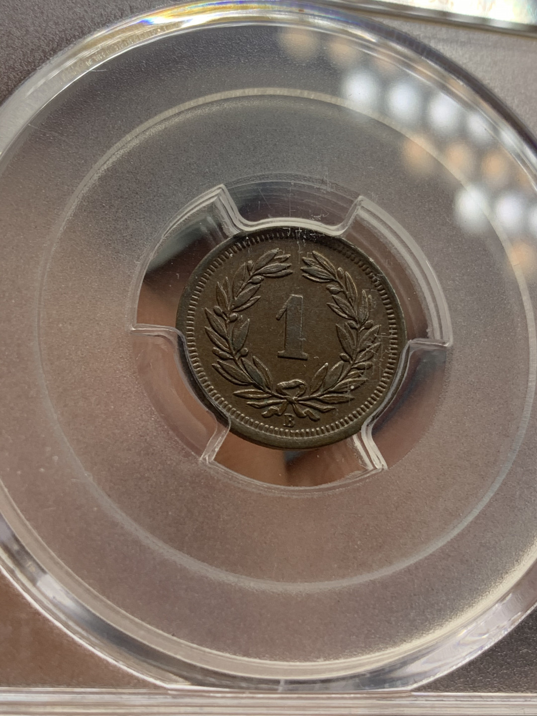 《竞宝斋》钱币微拍-第26场 元旦特刊（全场顺丰包邮） 瑞士1898年十字1R PCGS-MS63BN，19世纪瑞士铜币好品很少⻅，高分难得，目录价高