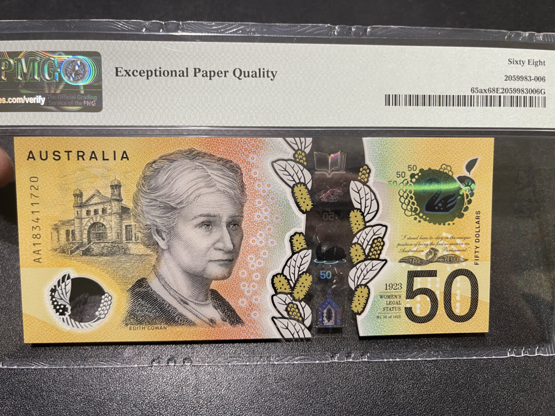 🌟2022新年第二拍《外钞收藏家》第一百六十期拍卖（本期81件） 2018年澳大利亚50刀 PMG68超高分 AA首发冠
