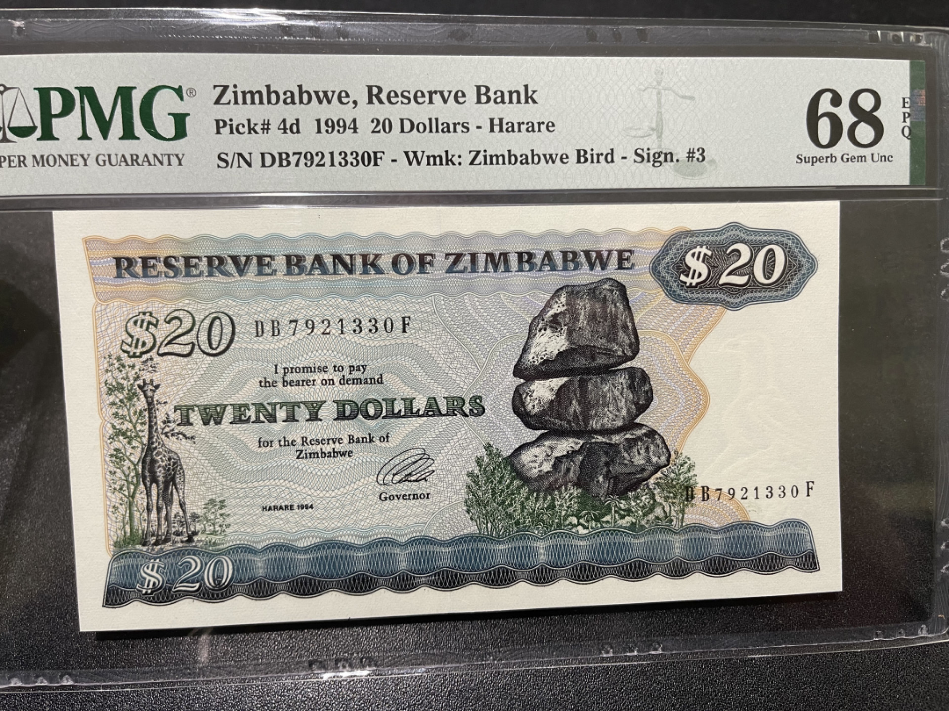 🌟2022新年第二拍《外钞收藏家》第一百六十期拍卖（本期81件） 1994年赞比亚20刀 PMG68超高分