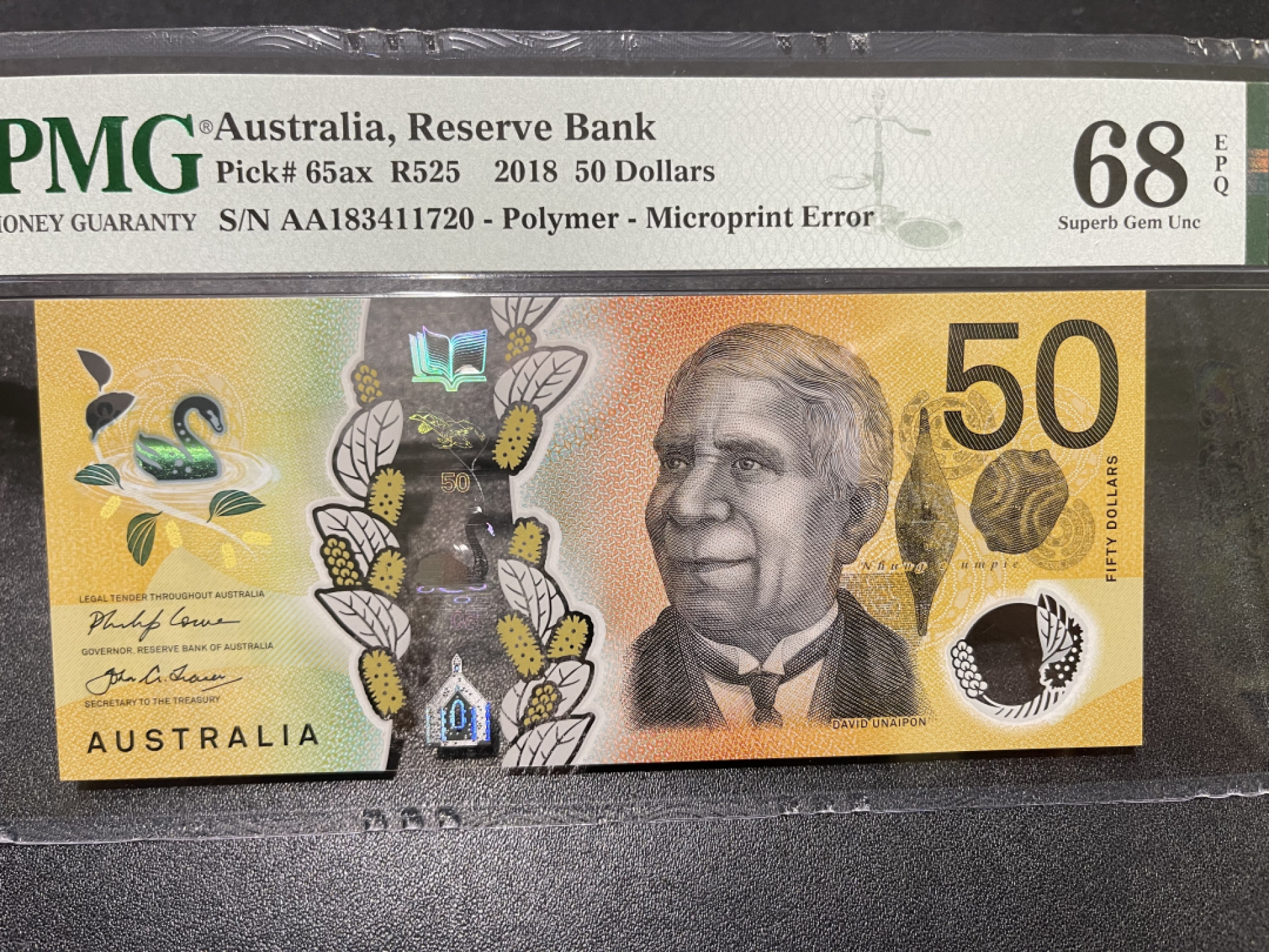 🌟2022新年第二拍《外钞收藏家》第一百六十期拍卖（本期81件） 2018年澳大利亚50刀 PMG68超高分 AA首发冠