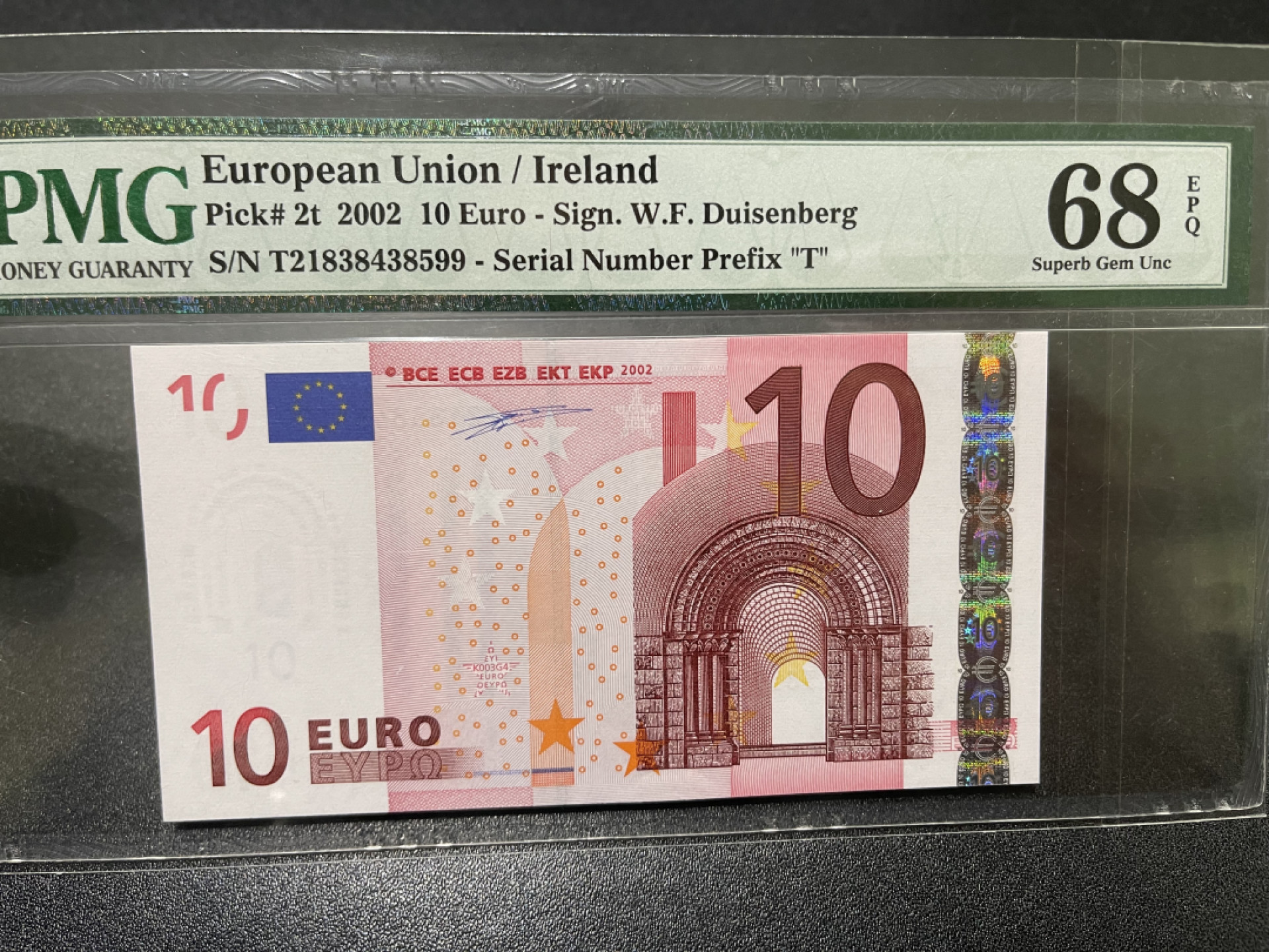 🌟2022新年第二拍《外钞收藏家》第一百六十期拍卖（本期81件） 2002年一签10欧元 PMG66 爱尔兰版