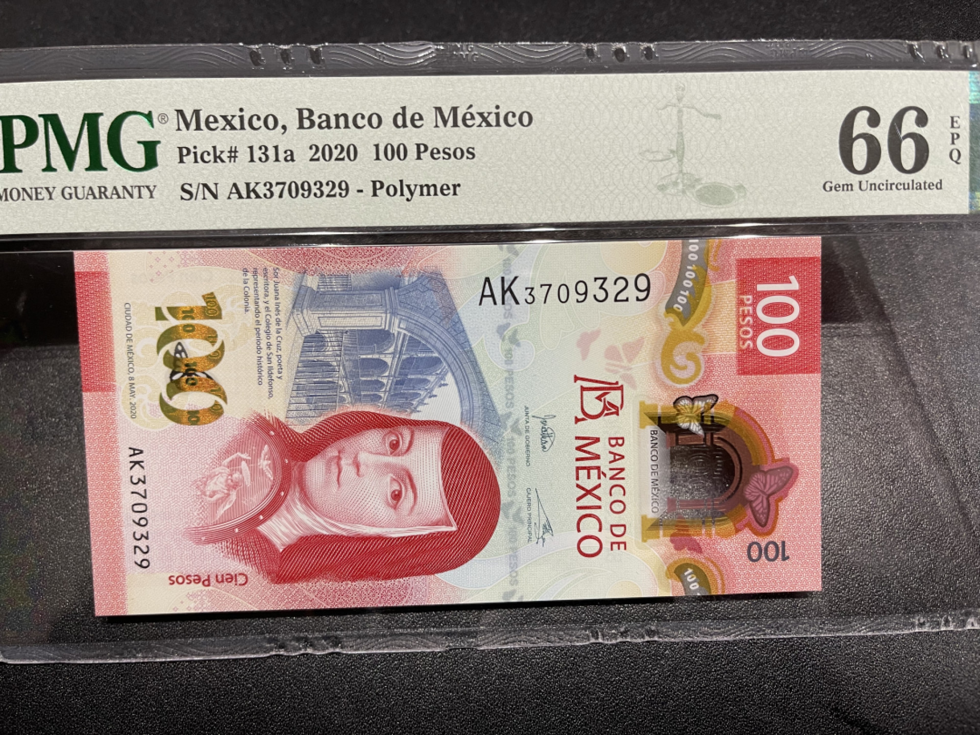 🌟2022新年第二拍《外钞收藏家》第一百六十期拍卖（本期81件） 2020年墨西哥100比索 PMG66