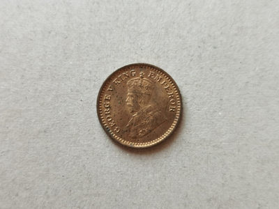 皇冠收藏 第6期 克朗币专题 直布罗陀 马恩岛 - 英属印度 乔治五世 1917年1/12安娜铜币 ms原光好品