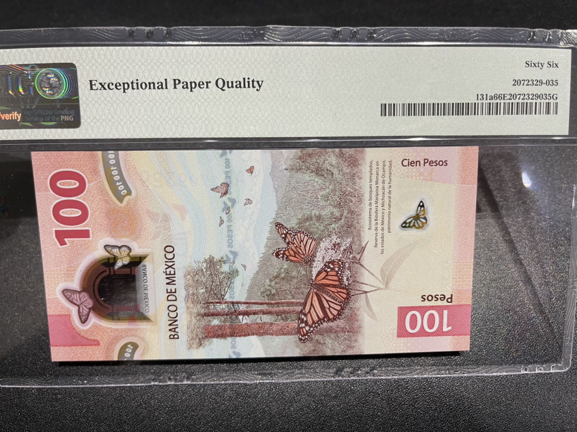 🌟2022新年第二拍《外钞收藏家》第一百六十期拍卖（本期81件） 2020年墨西哥100比索 PMG66