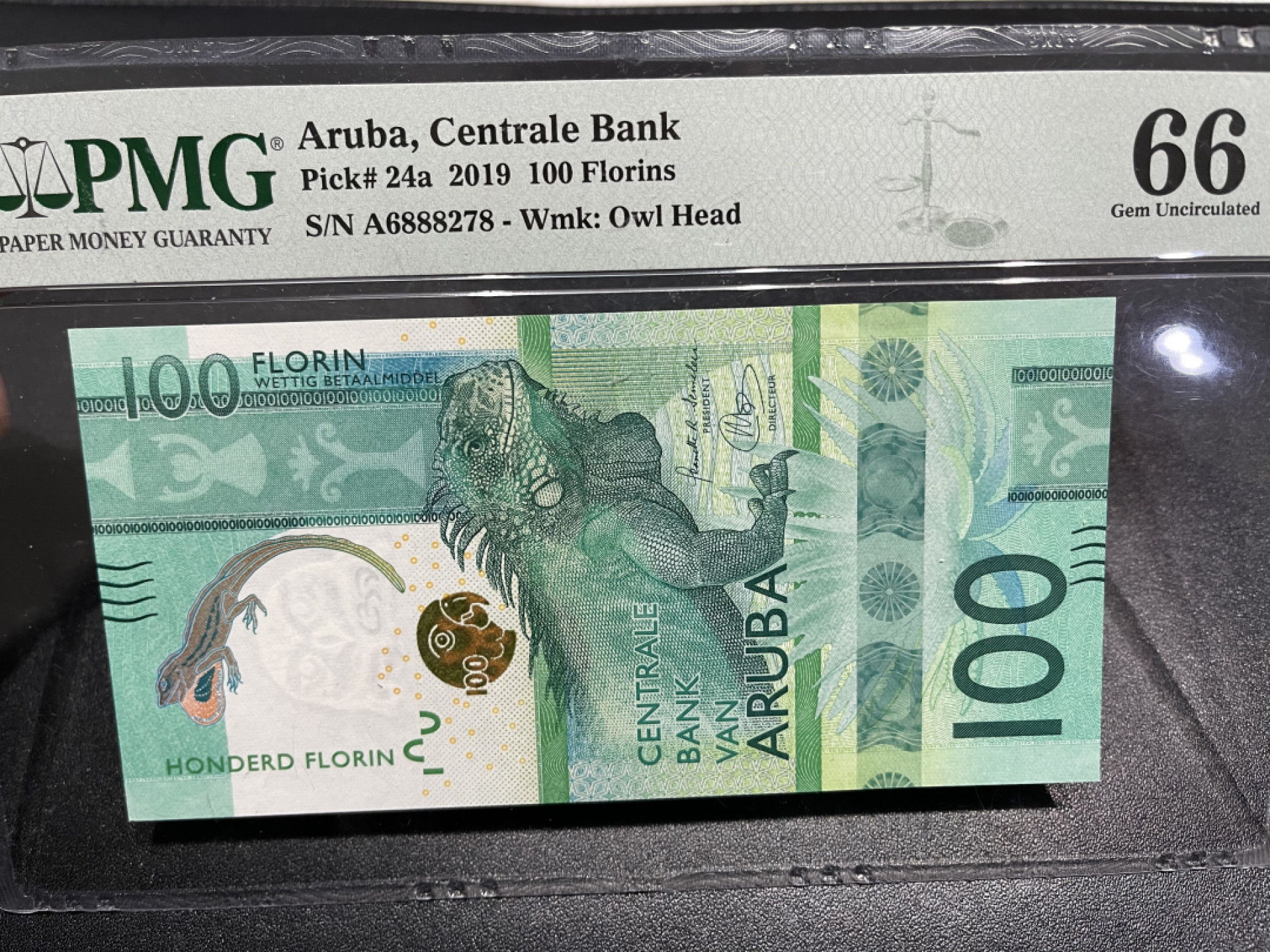 🌟2022新年第二拍《外钞收藏家》第一百六十期拍卖（本期81件） 2019年阿鲁巴100 A冠尾8 PMG66