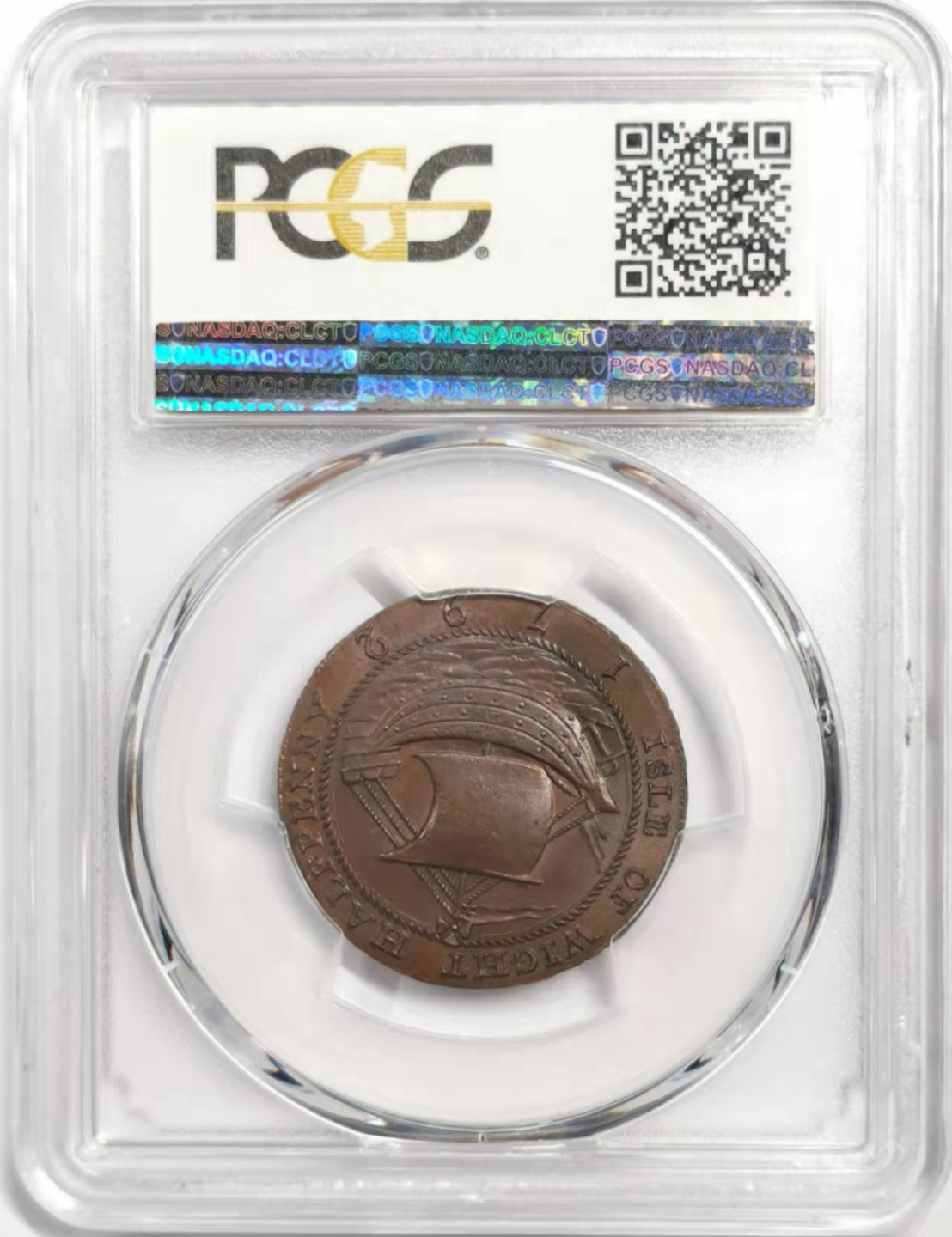 凡希社世界钱币微拍第一百八十五期 荐！1792英国汉普郡古代帆船1/2便士代用币PCGS-MS64