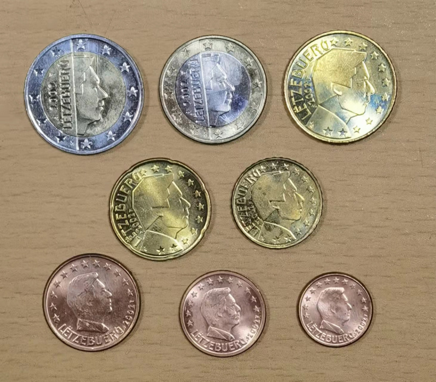 北京马甸外国钱币专卖店微拍第六十七期，非贵金属外国纪念币，流通币专场，陆续上新欢迎关注 好品UNC2002年版卢森堡流通币8枚／套 