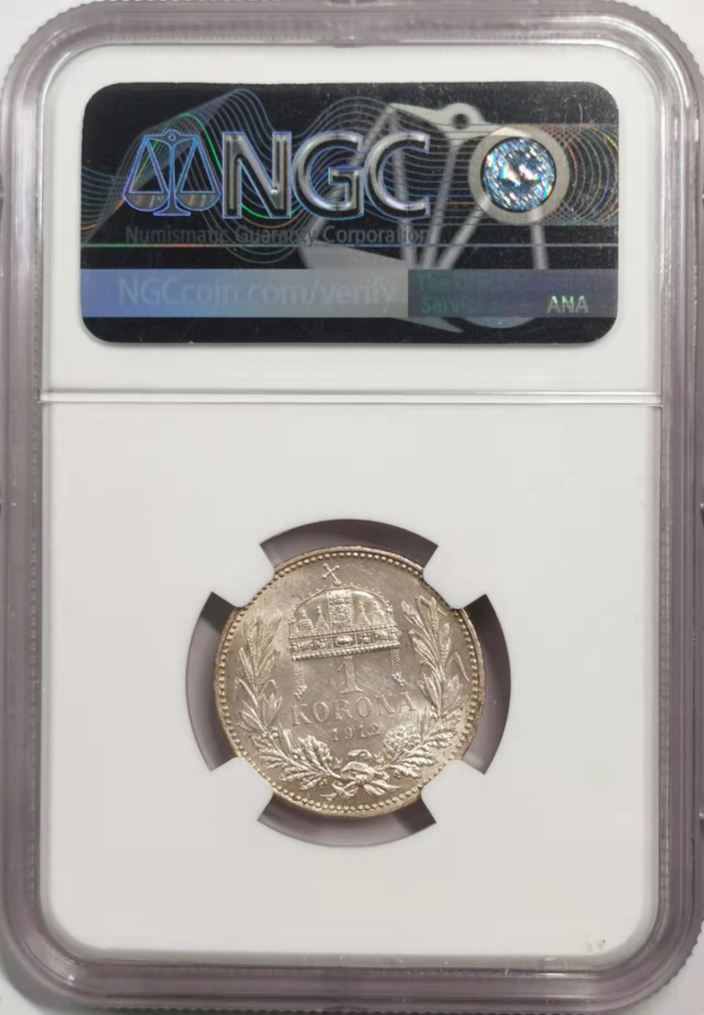 凡希社世界钱币微拍第一百八十五期 1912匈牙利科罗娜银币NGC-MS62