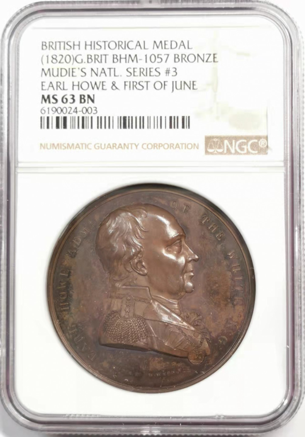 凡希社世界钱币微拍第一百八十五期 英国1794年六月一日海军胜利纪念铜章NGC-MS63经典海神形象！