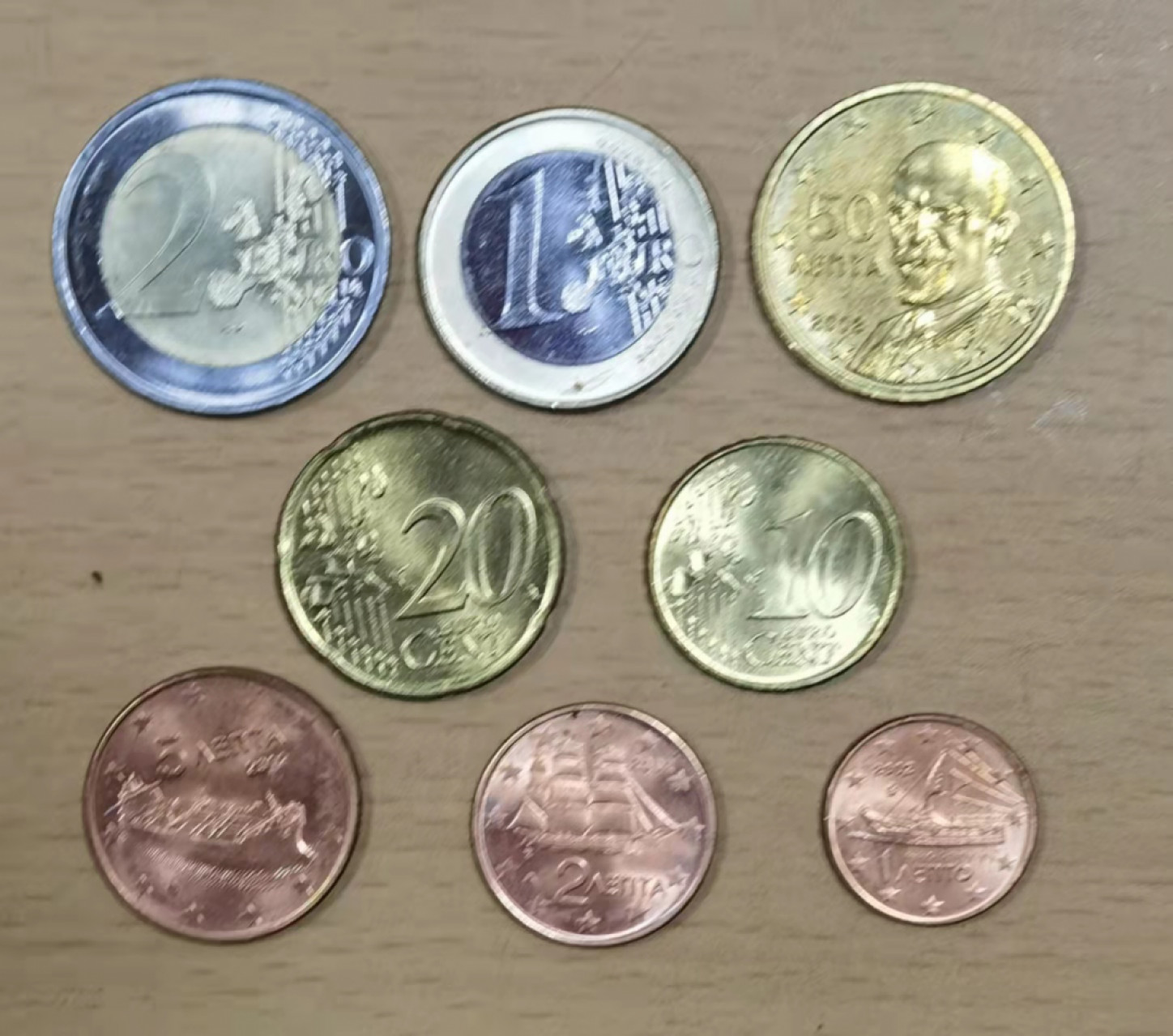北京马甸外国钱币专卖店微拍第六十七期，非贵金属外国纪念币，流通币专场，陆续上新欢迎关注 好品2002年版希腊流通币8枚／套