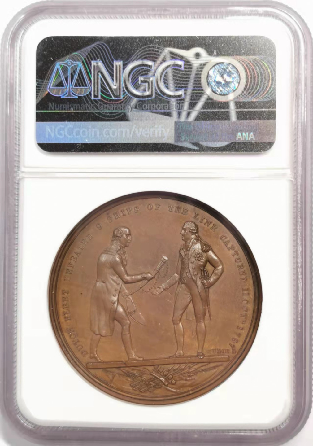 凡希社世界钱币微拍第一百八十五期 1797坎伯当海战胜利纪念铜章NGC-MS63