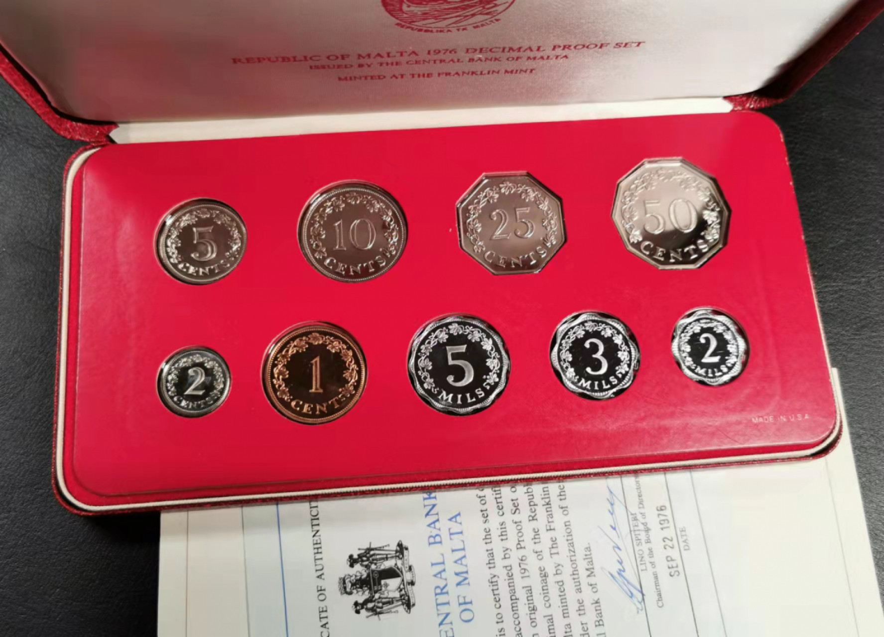 凡希社世界钱币微拍第一百八十五期 1976马耳他央行精铸PS原盒证书