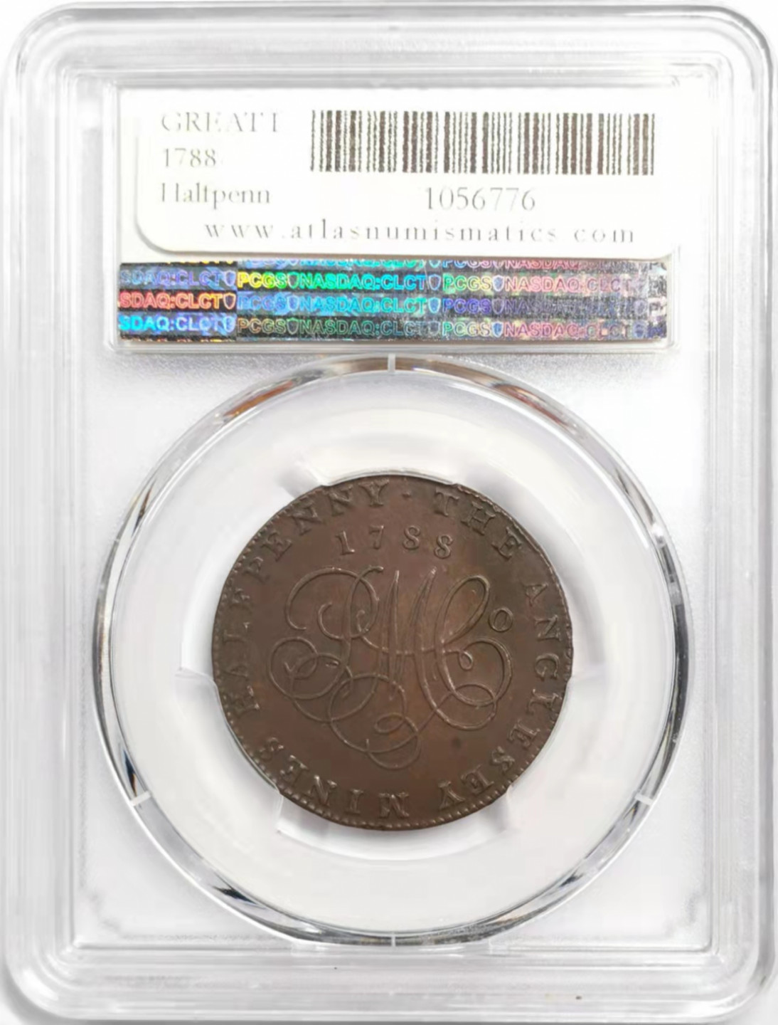 凡希社世界钱币微拍第一百八十五期 1788英国威尔士安格尔西岛1/2便士代用币PCGS-MS64