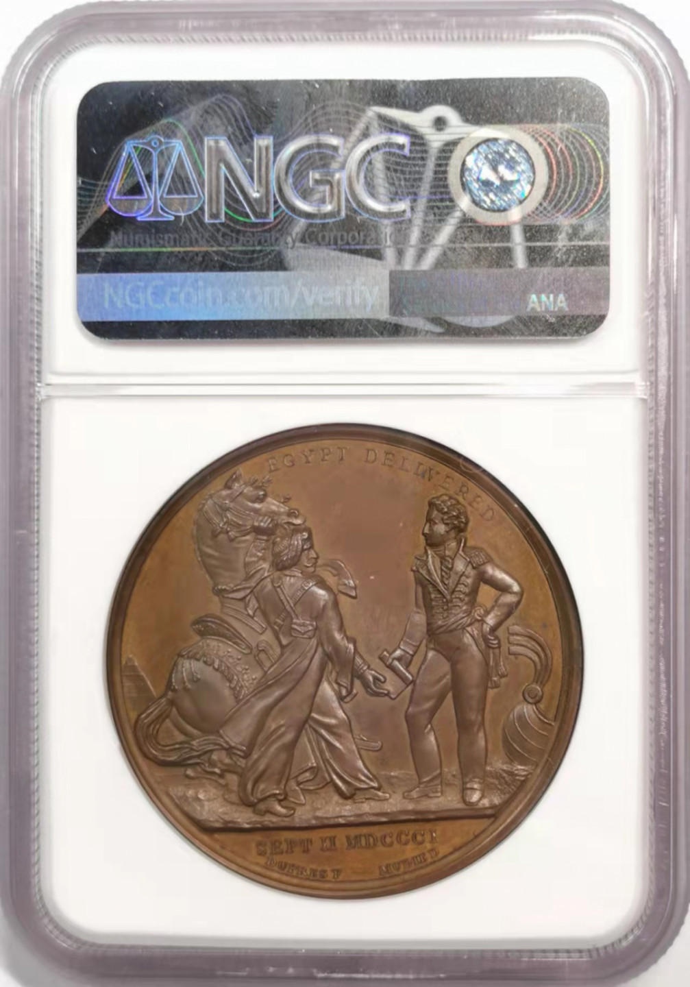 凡希社世界钱币微拍第一百八十五期 荐！英国进军埃及纪念铜章NGC-MS63