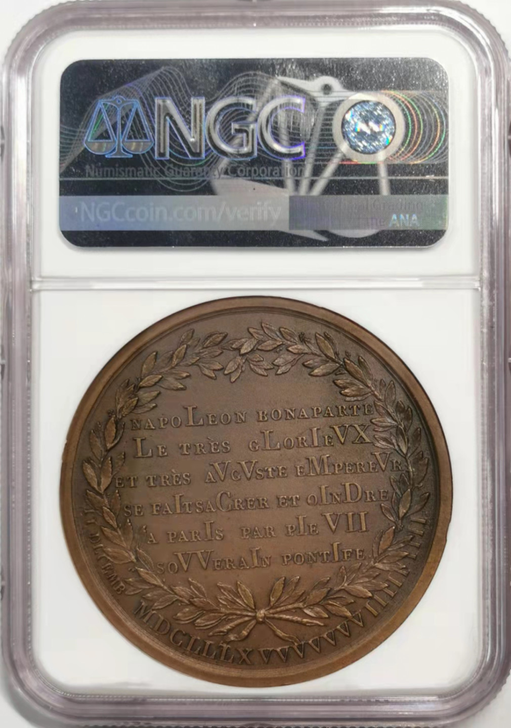 凡希社世界钱币微拍第一百八十五期 1804拿破仑一世加冕纪念铜章NGC-MS64