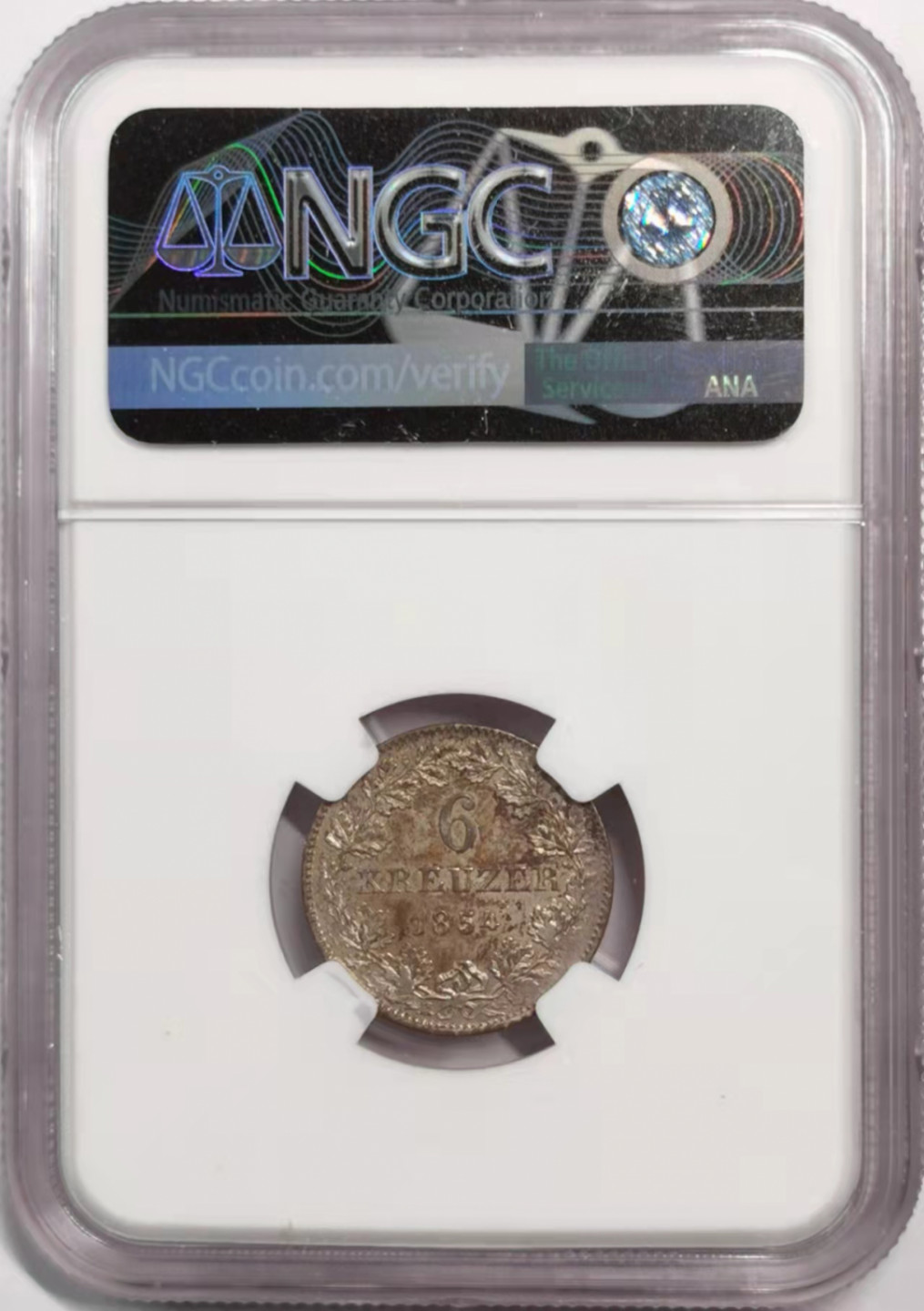 凡希社世界钱币微拍第一百八十五期 1854法兰克福景观6克鲁泽NGC-MS61