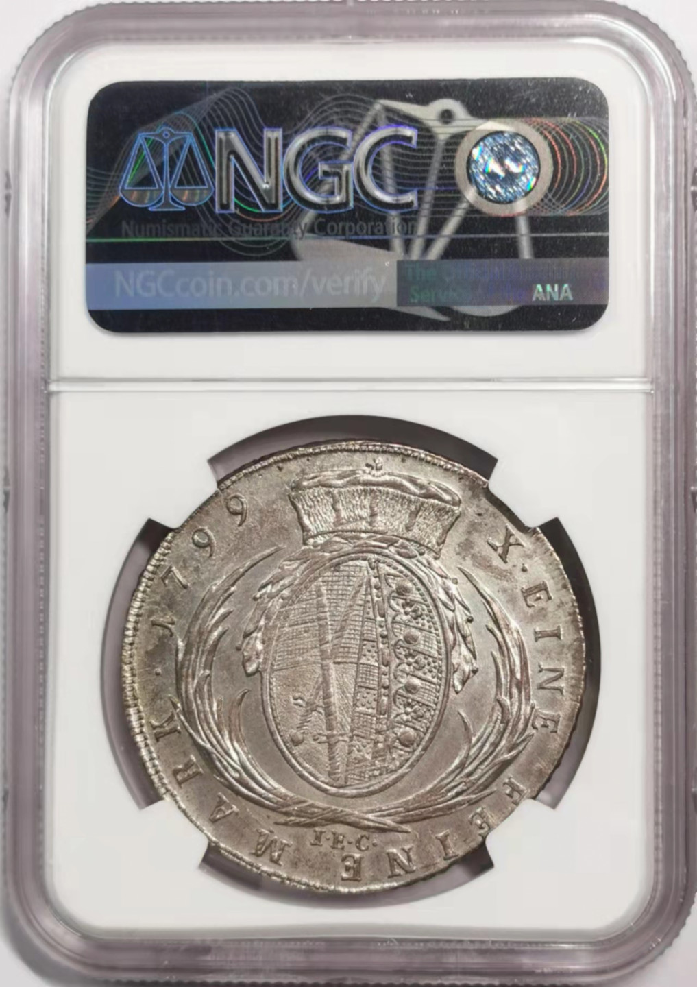 凡希社世界钱币微拍第一百八十五期 1799萨克森大型泰勒NGC-UNCD