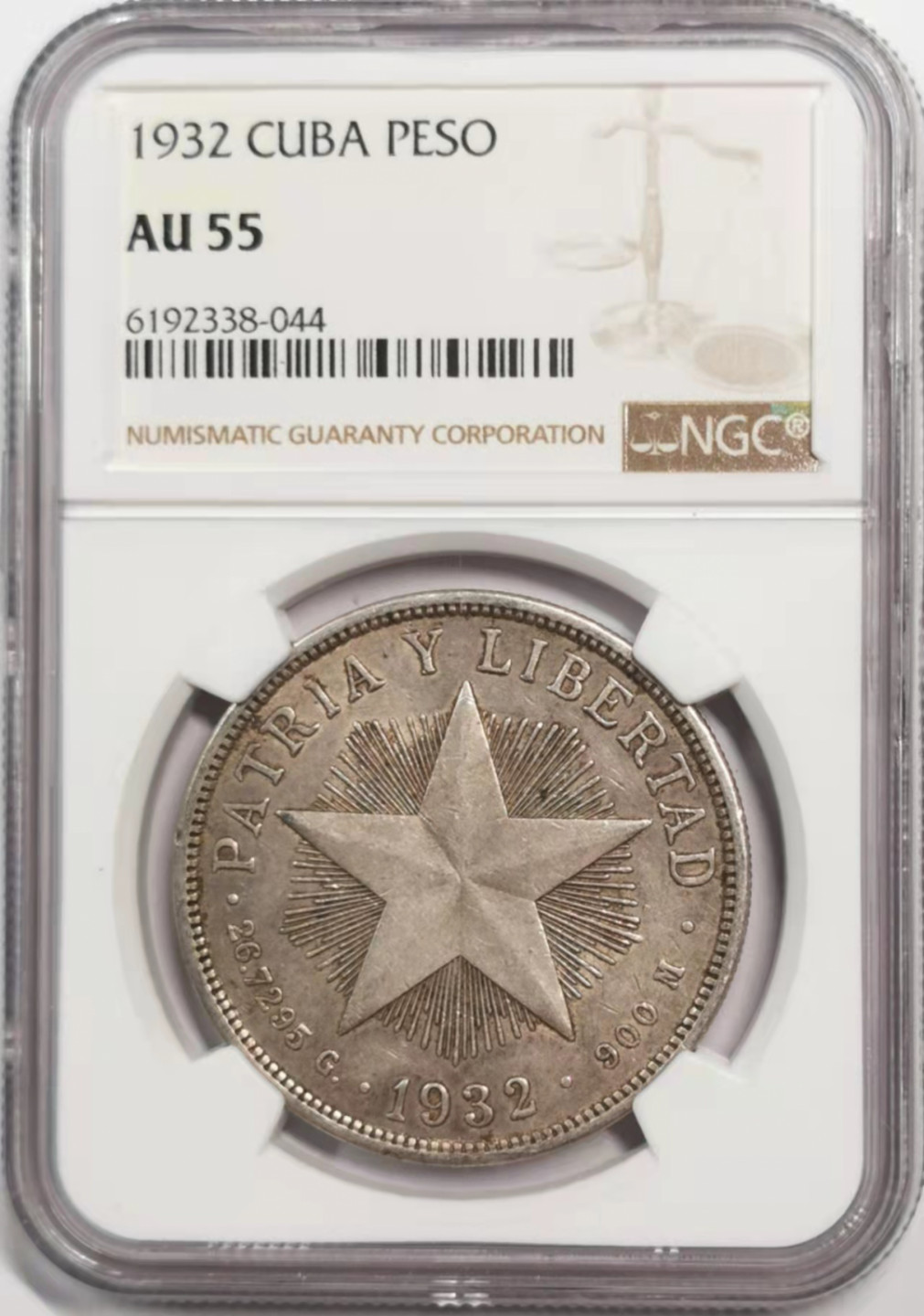 凡希社世界钱币微拍第一百八十五期 1932古巴五角星比索NGC-AU55