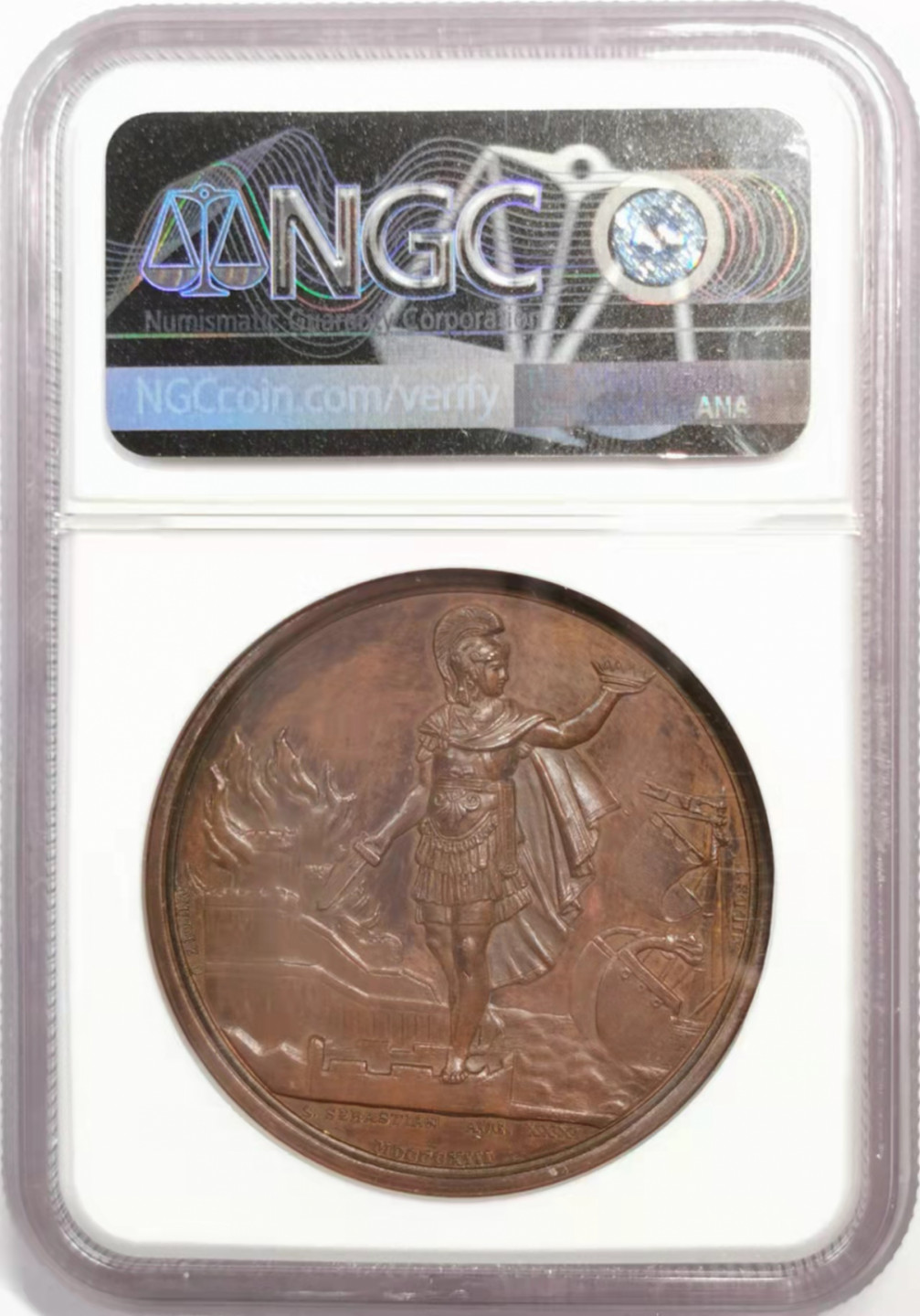 凡希社世界钱币微拍第一百八十五期 英国攻占圣萨巴斯蒂安纪念铜章NGC-MS63