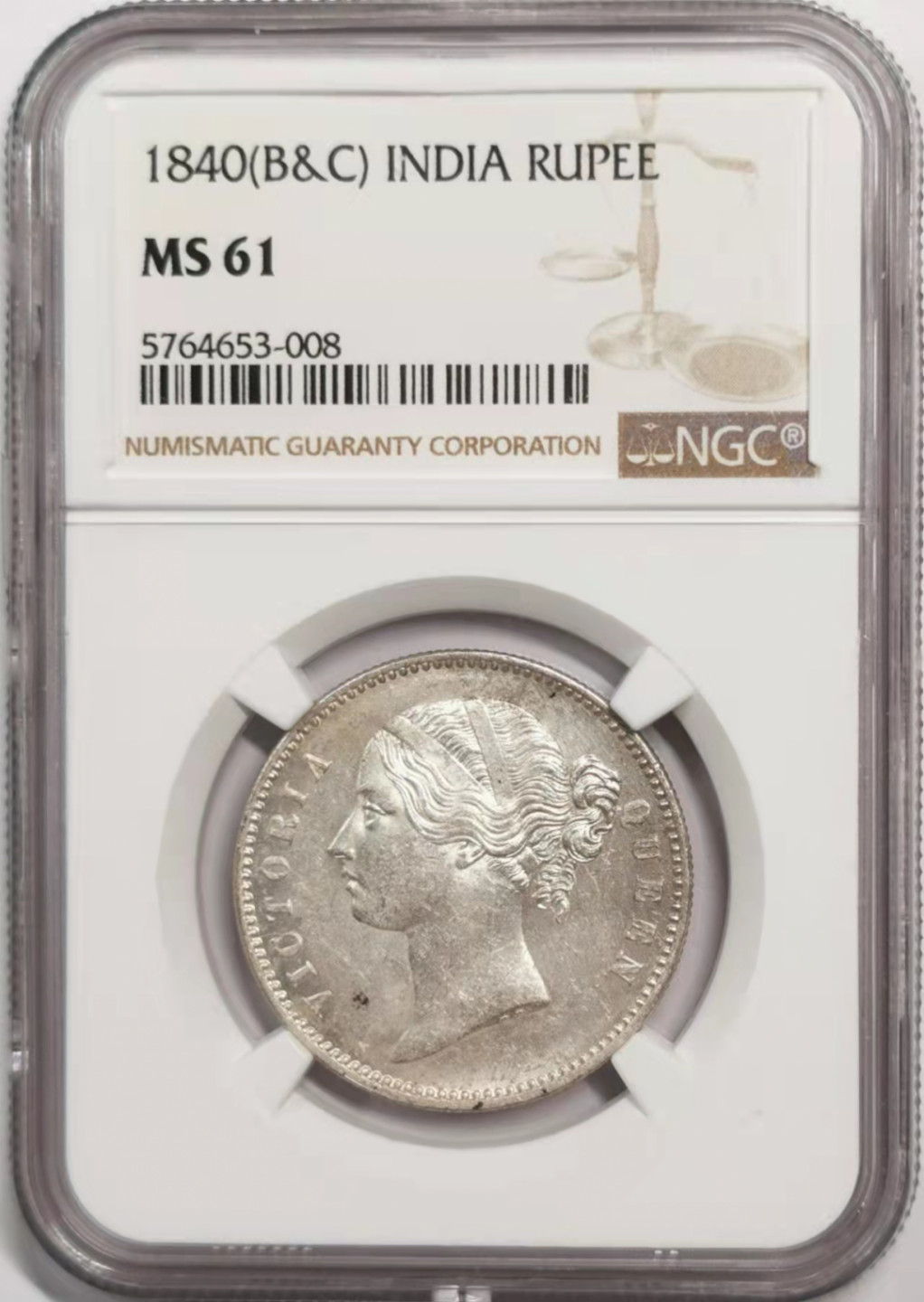 凡希社世界钱币微拍第一百八十五期 1840东印度公司小维卢比NGC-MS61