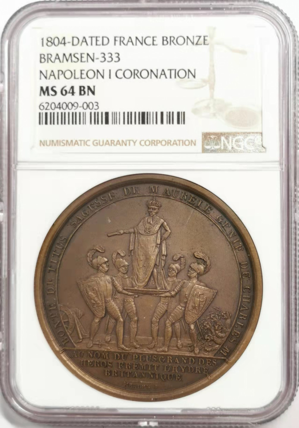 凡希社世界钱币微拍第一百八十五期 1804拿破仑一世加冕纪念铜章NGC-MS64