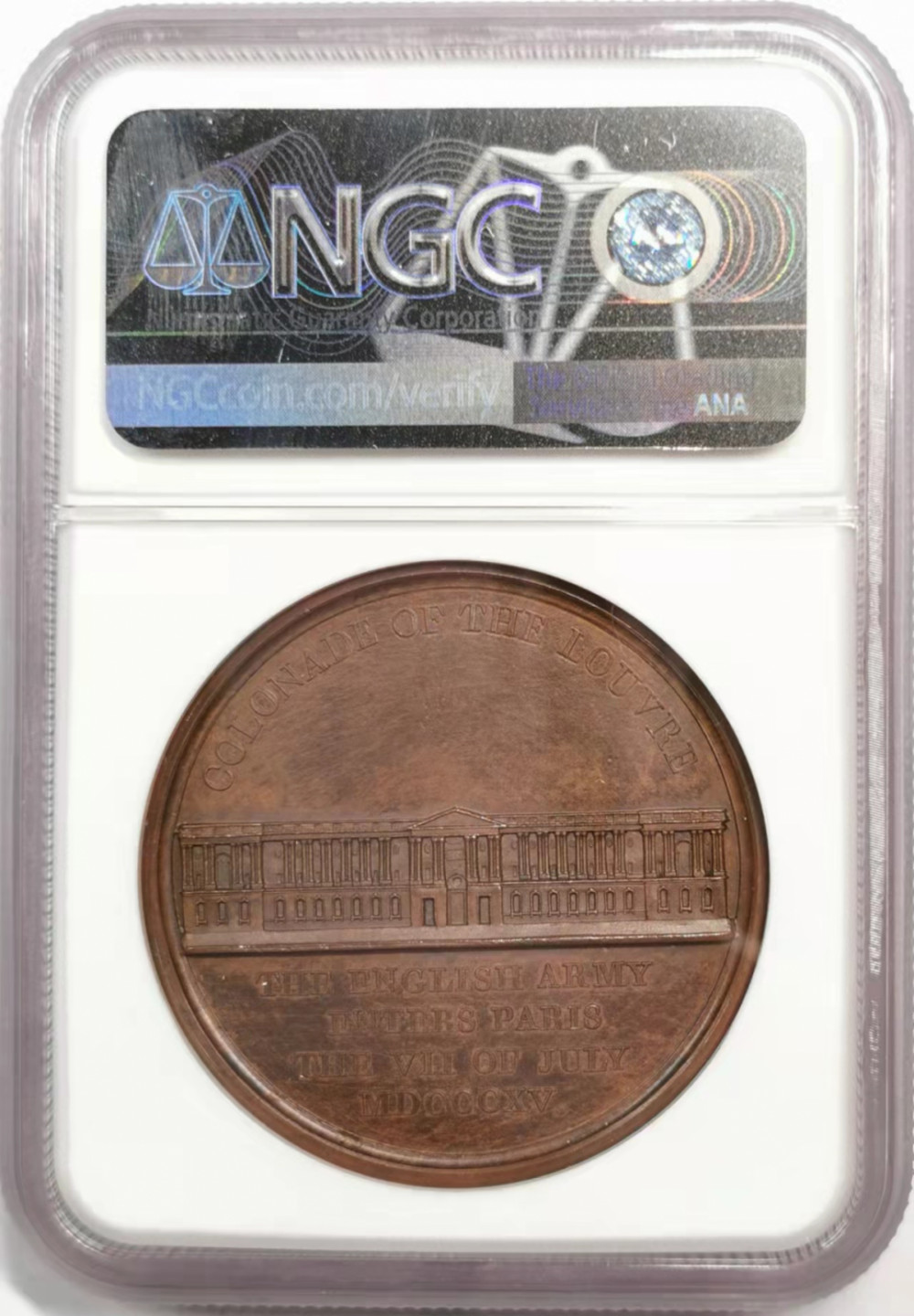 凡希社世界钱币微拍第一百八十五期 英军进入巴黎纪念铜章NGC-MS63