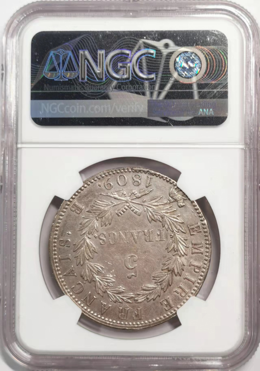 凡希社世界钱币微拍第一百八十五期 1809B法国拿破仑5法郎NGC-AUD