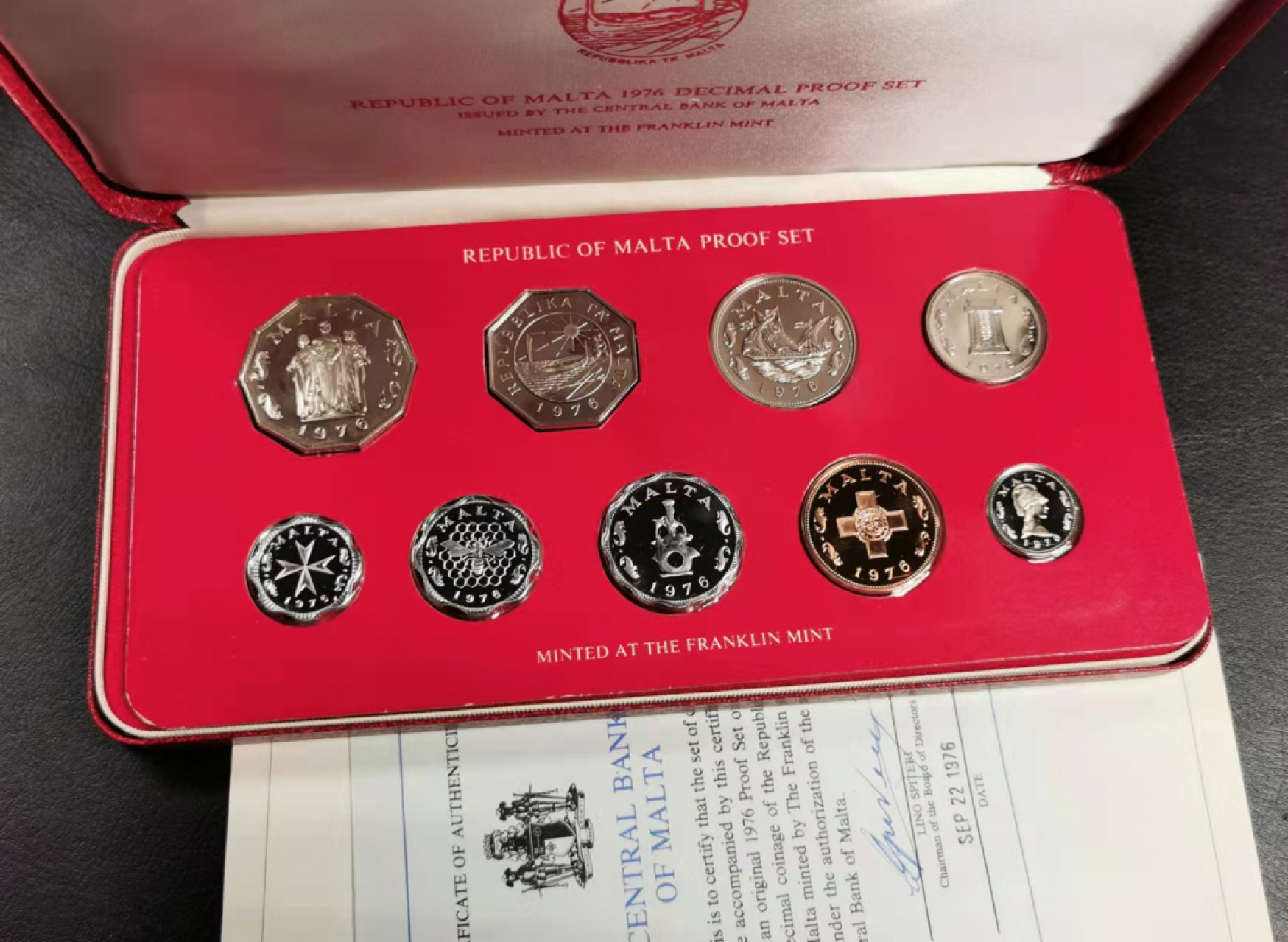 凡希社世界钱币微拍第一百八十五期 1976马耳他央行精铸PS原盒证书