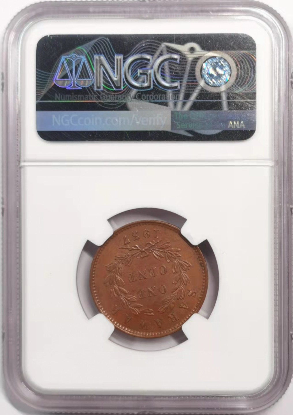 凡希社世界钱币微拍第一百八十五期 1936H沙捞越1分NGC-MS63