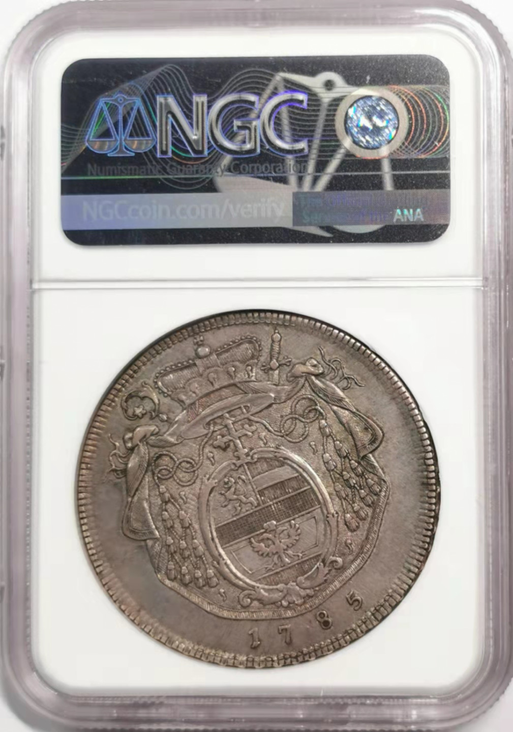 凡希社世界钱币微拍第一百八十五期 1785萨尔茨堡希罗尼穆斯亲王大主教泰勒大银NGC-AU58原味品！