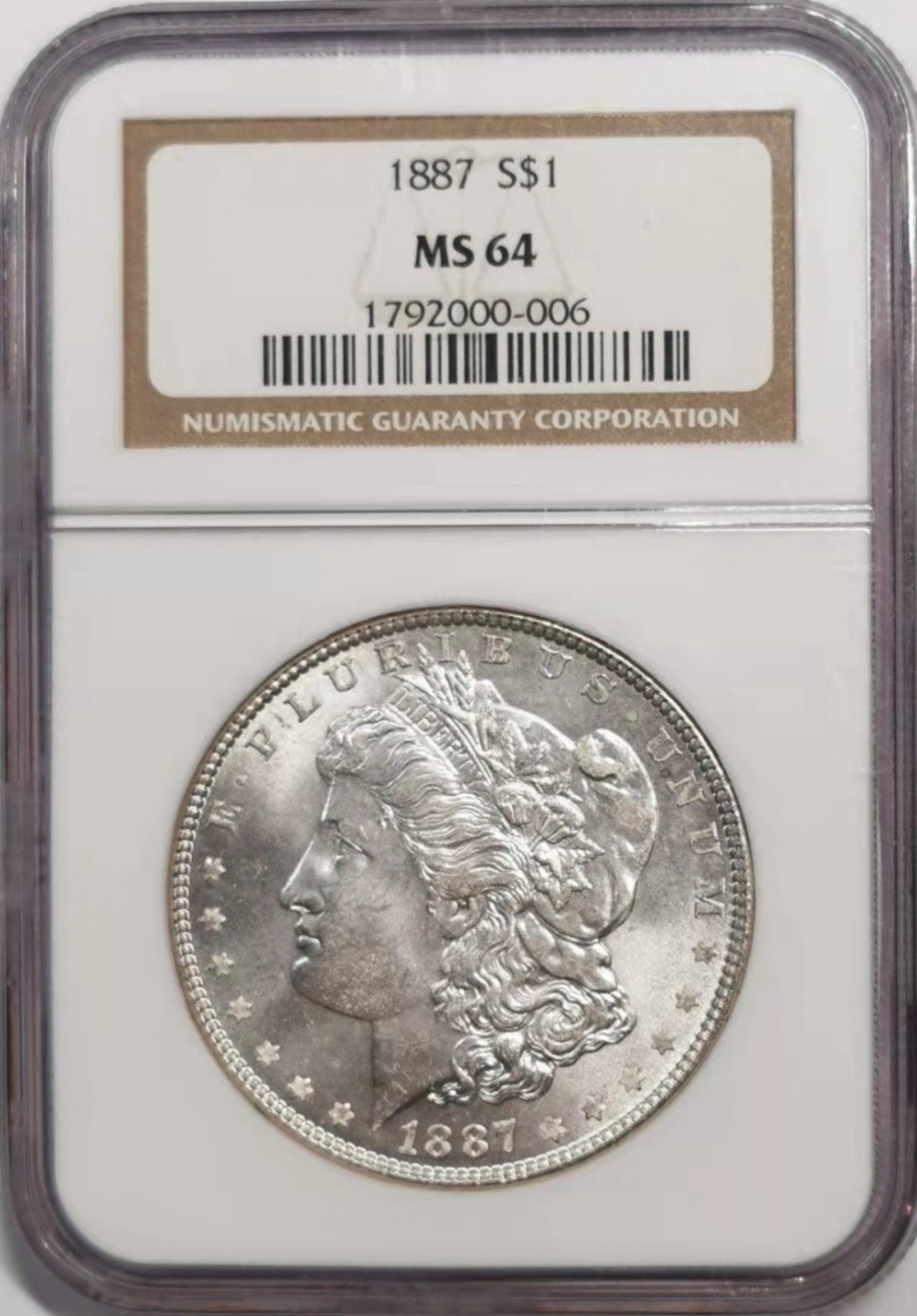 凡希社世界钱币微拍第一百八十五期 1887美国摩根壹元NGC-MS64