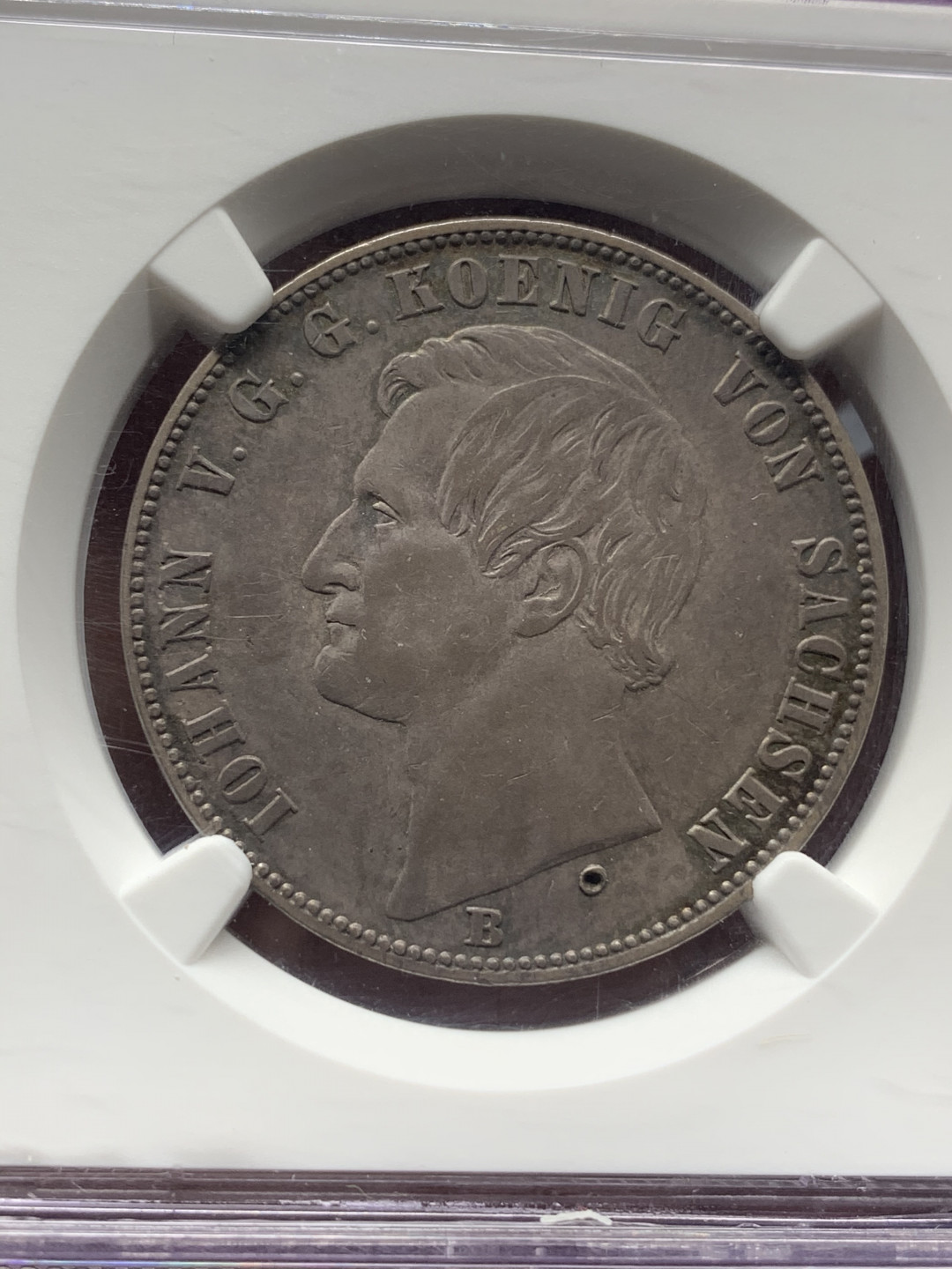 《竞宝斋》第27场-本周日，周一2场连拍（全场顺丰包邮） NGC AU德国萨克森1862年1泰勒 银币